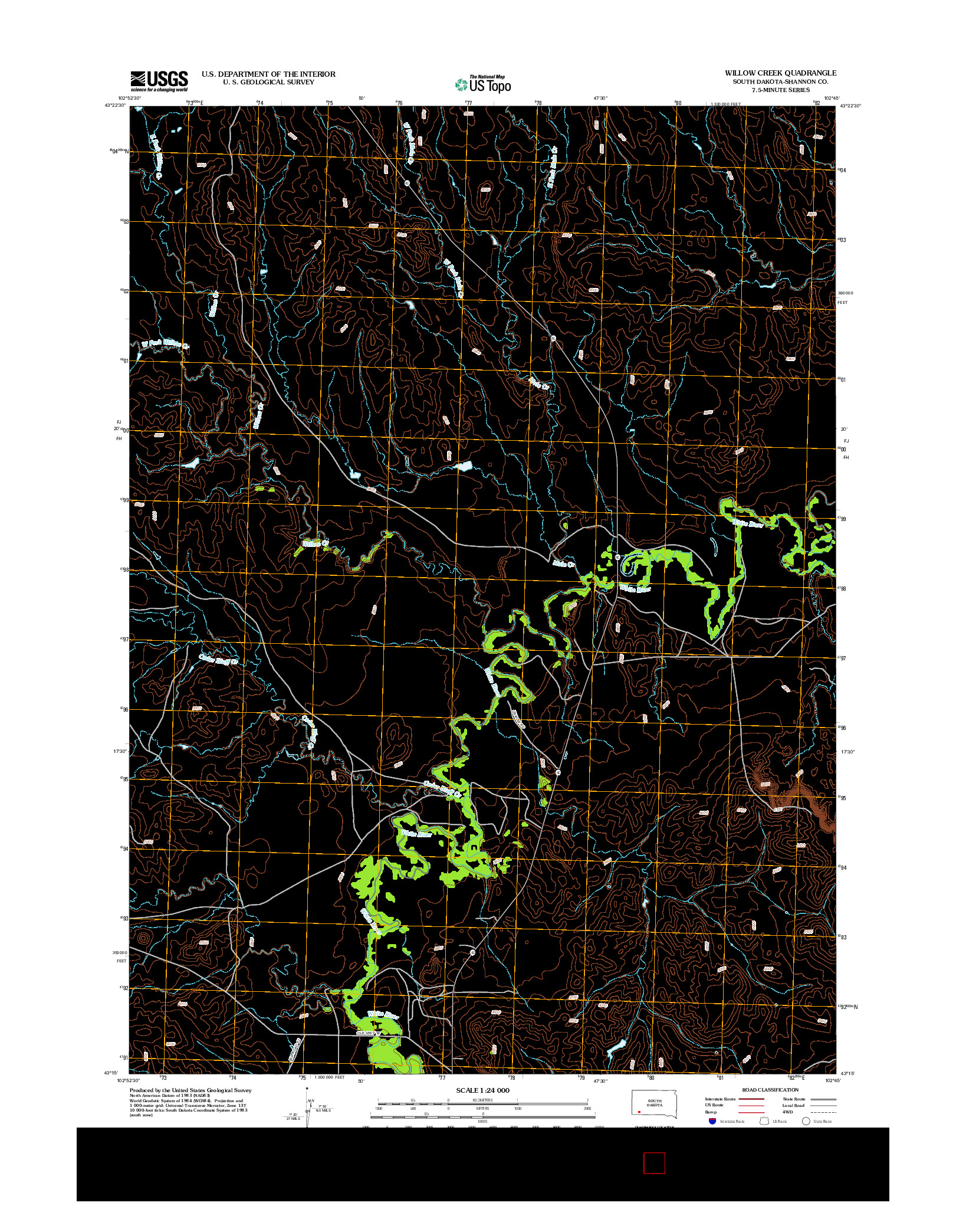 USGS US TOPO 7.5-MINUTE MAP FOR WILLOW CREEK, SD 2012