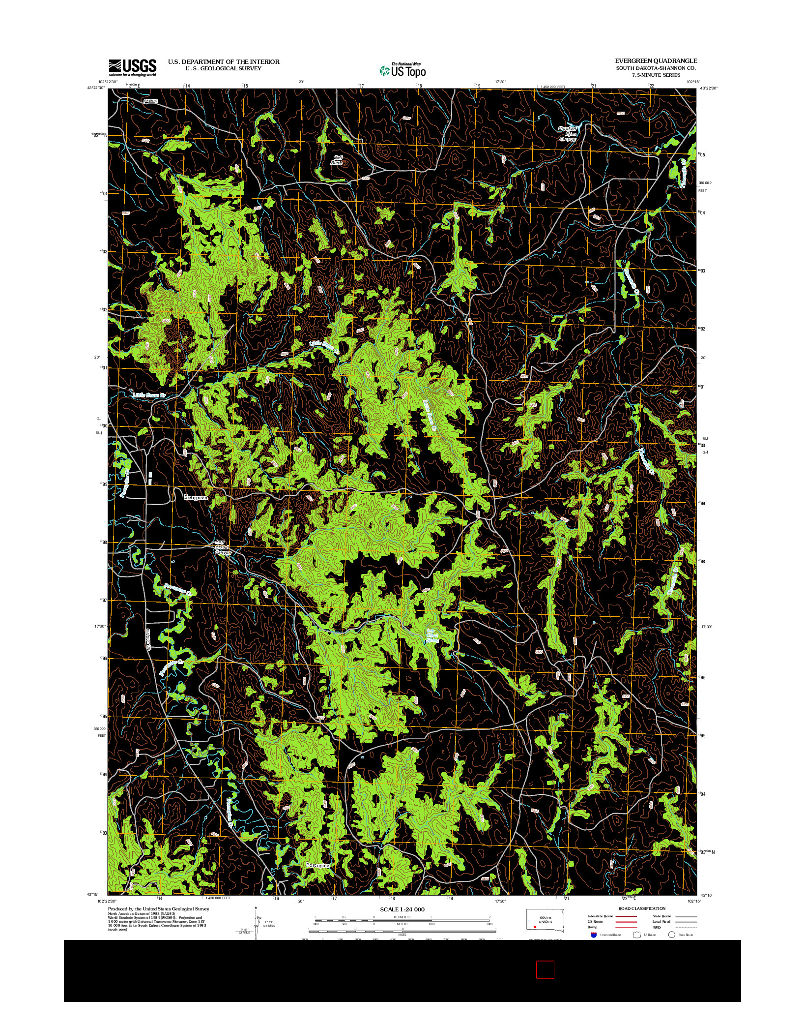 USGS US TOPO 7.5-MINUTE MAP FOR EVERGREEN, SD 2012