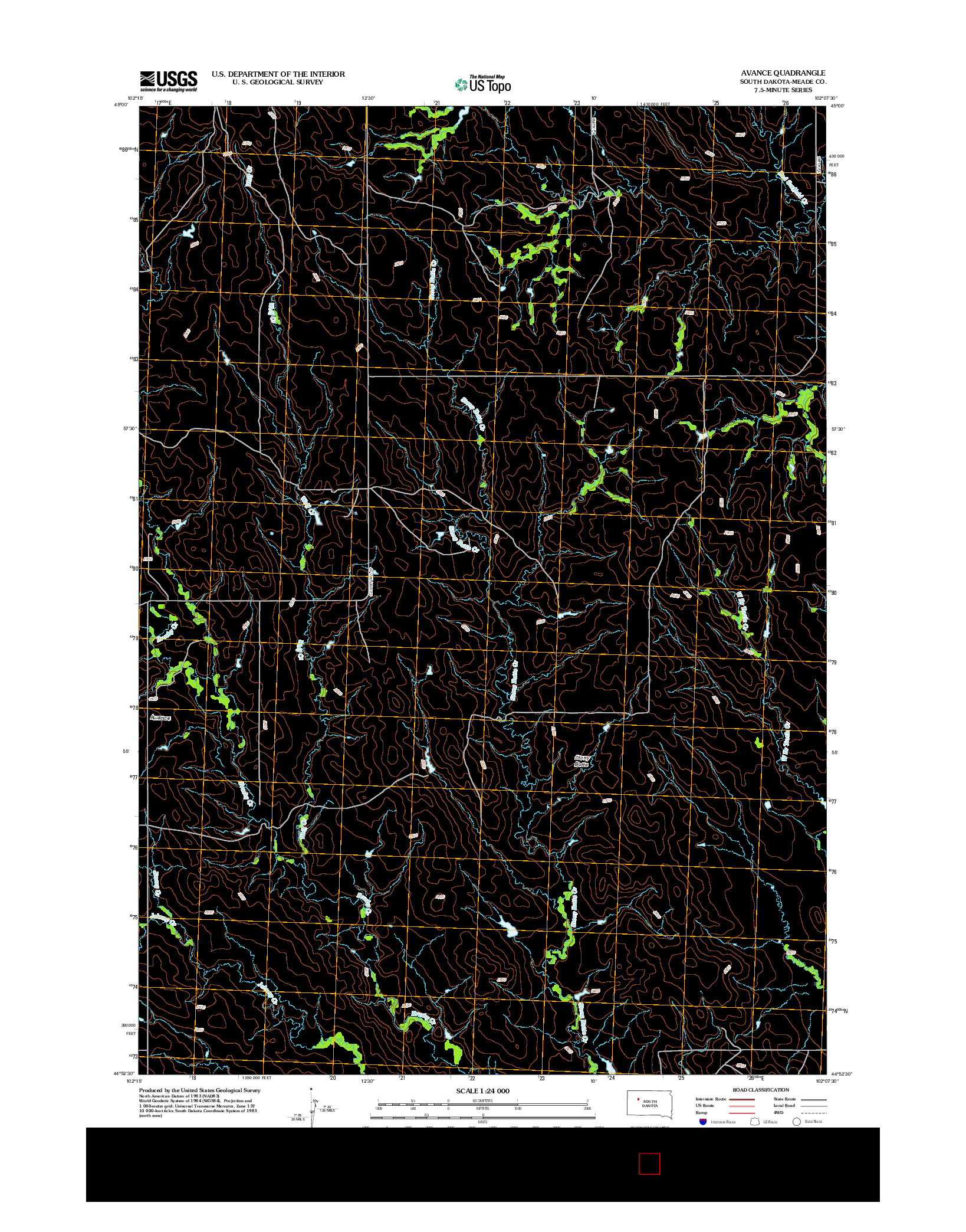 USGS US TOPO 7.5-MINUTE MAP FOR AVANCE, SD 2012