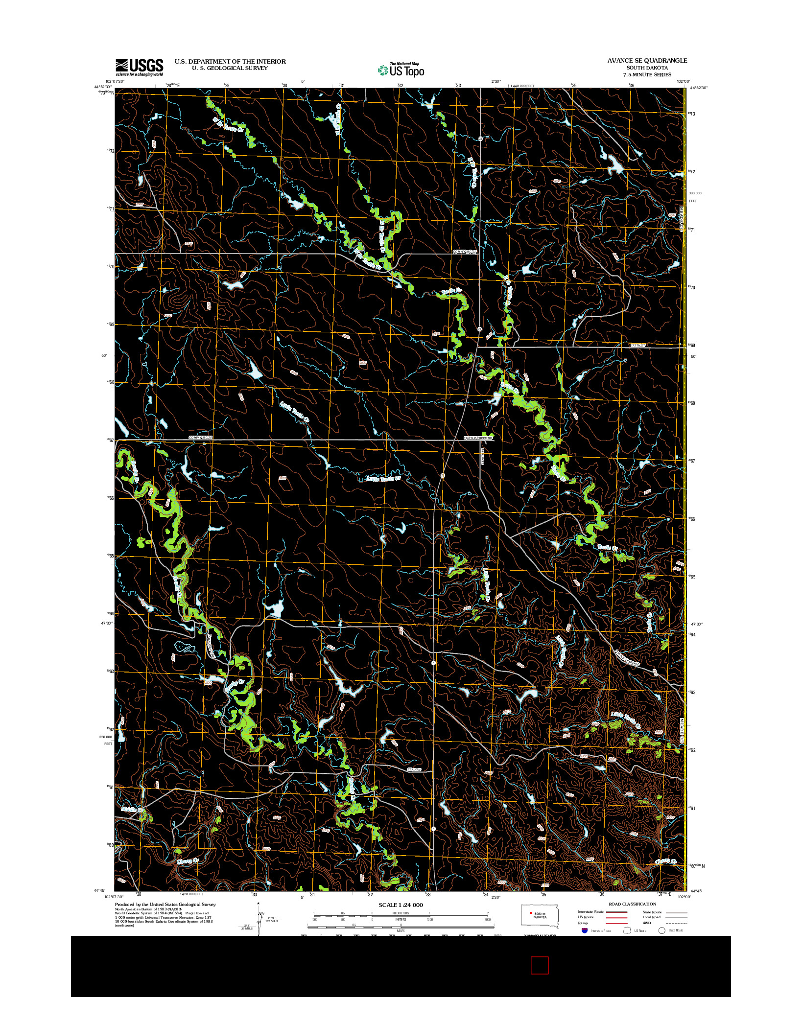 USGS US TOPO 7.5-MINUTE MAP FOR AVANCE SE, SD 2012
