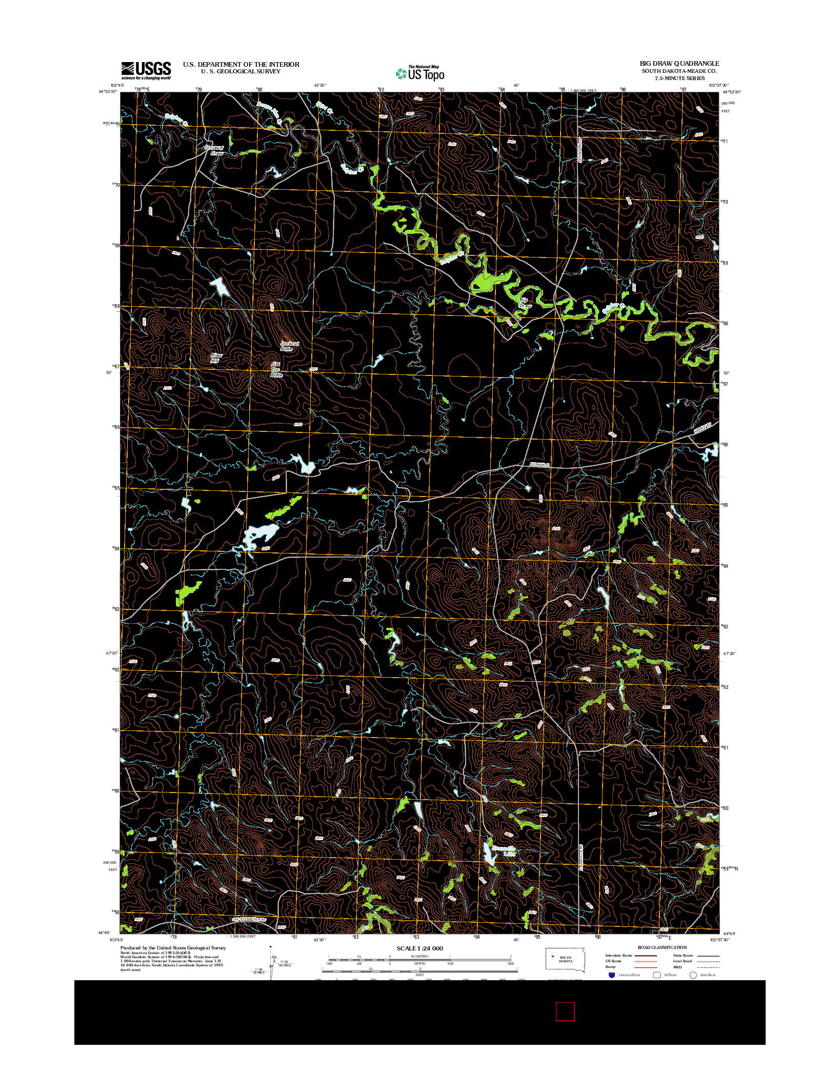 USGS US TOPO 7.5-MINUTE MAP FOR BIG DRAW, SD 2012