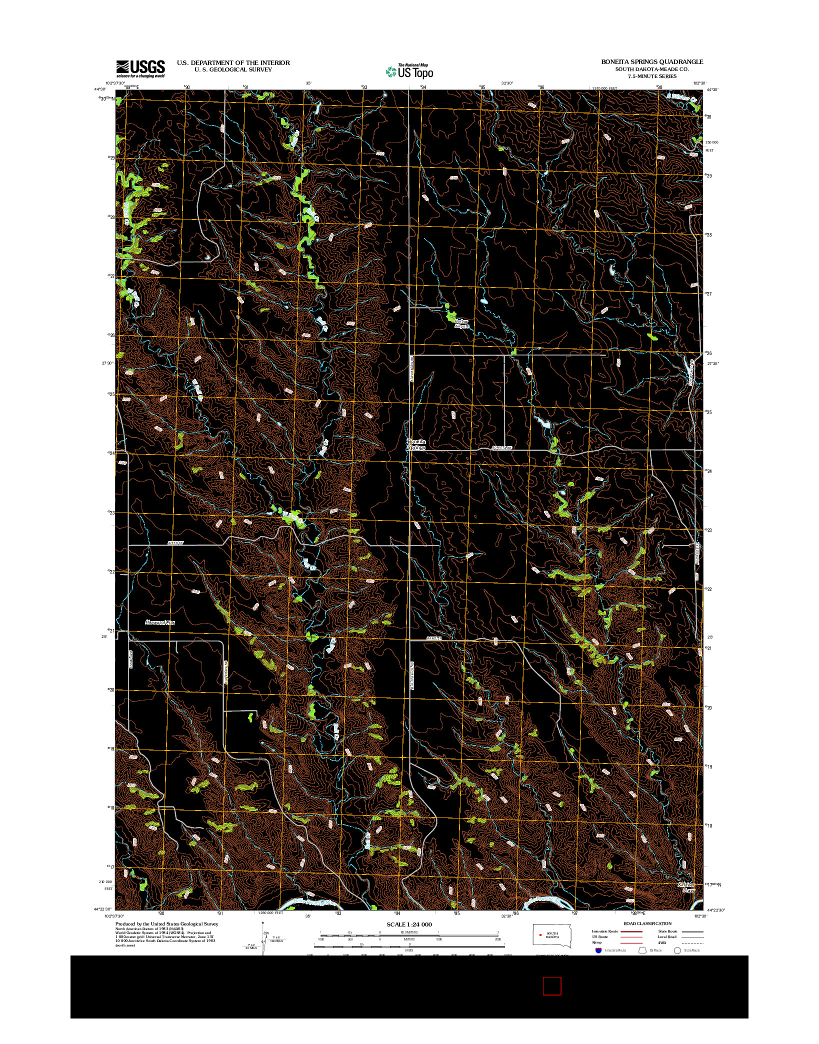 USGS US TOPO 7.5-MINUTE MAP FOR BONEITA SPRINGS, SD 2012