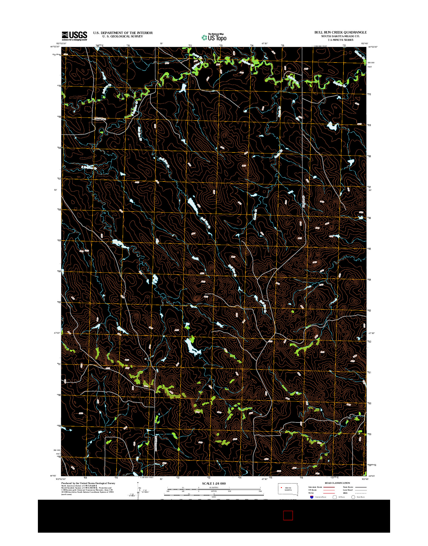 USGS US TOPO 7.5-MINUTE MAP FOR BULL RUN CREEK, SD 2012