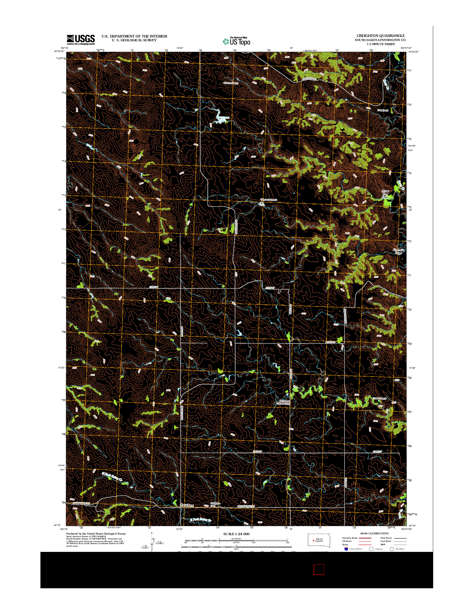 USGS US TOPO 7.5-MINUTE MAP FOR CREIGHTON, SD 2012
