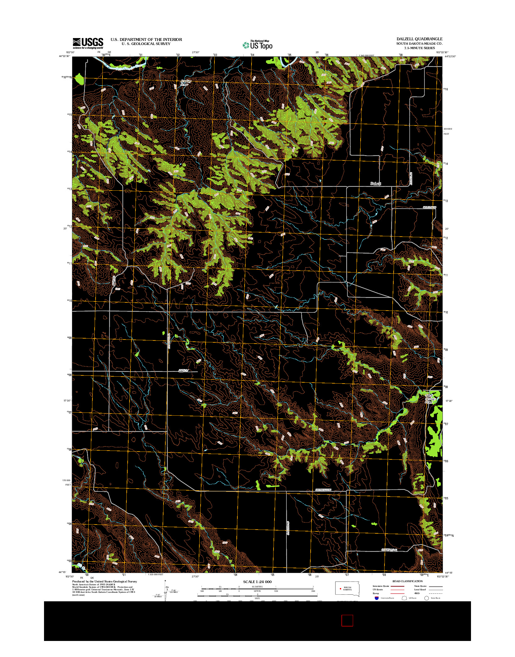 USGS US TOPO 7.5-MINUTE MAP FOR DALZELL, SD 2012