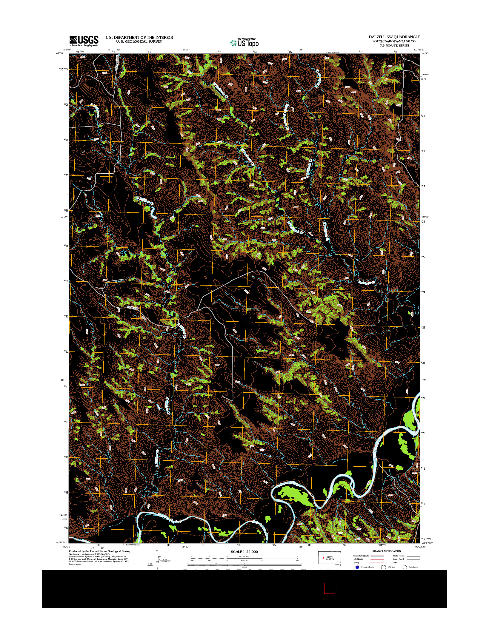 USGS US TOPO 7.5-MINUTE MAP FOR DALZELL NW, SD 2012