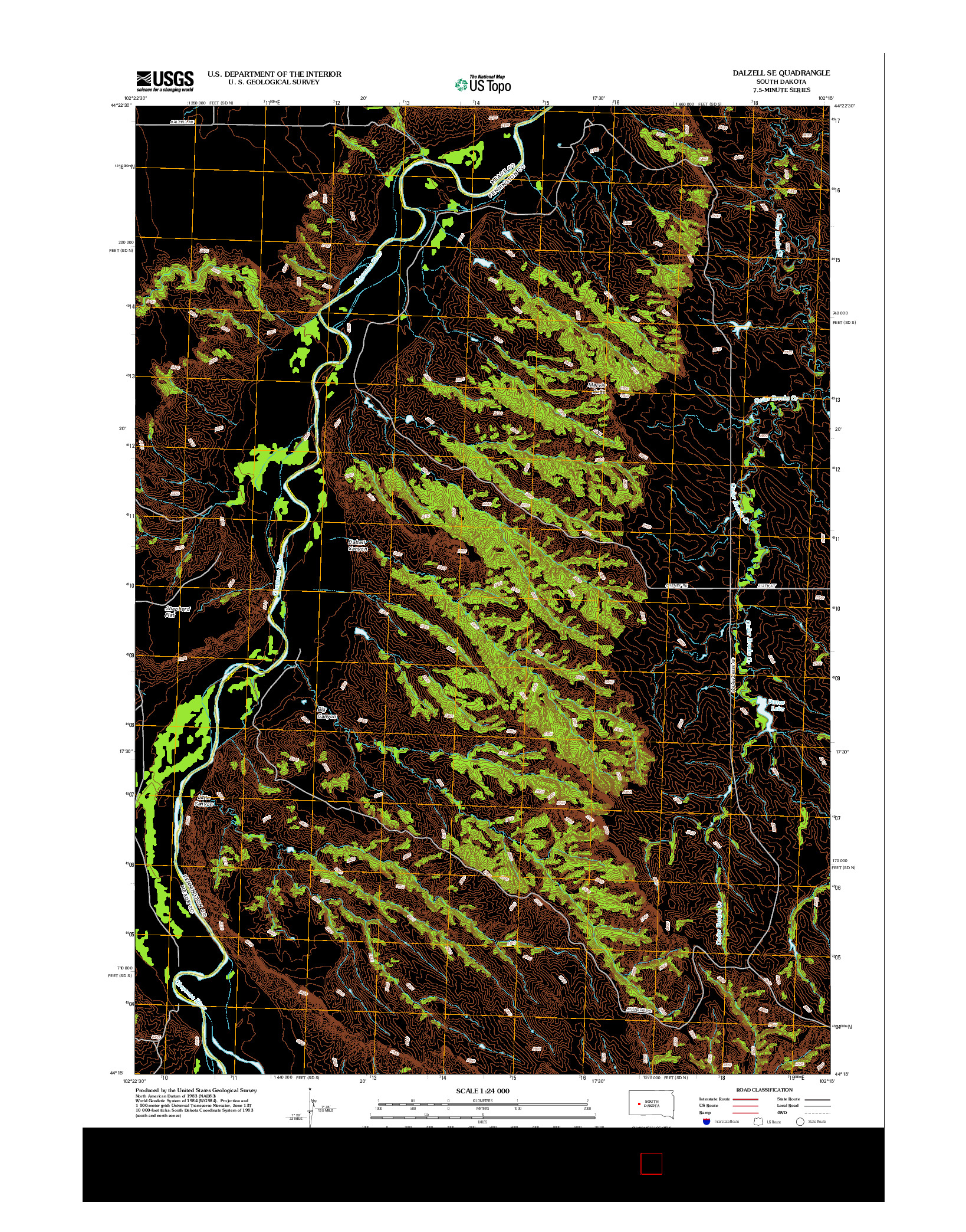 USGS US TOPO 7.5-MINUTE MAP FOR DALZELL SE, SD 2012