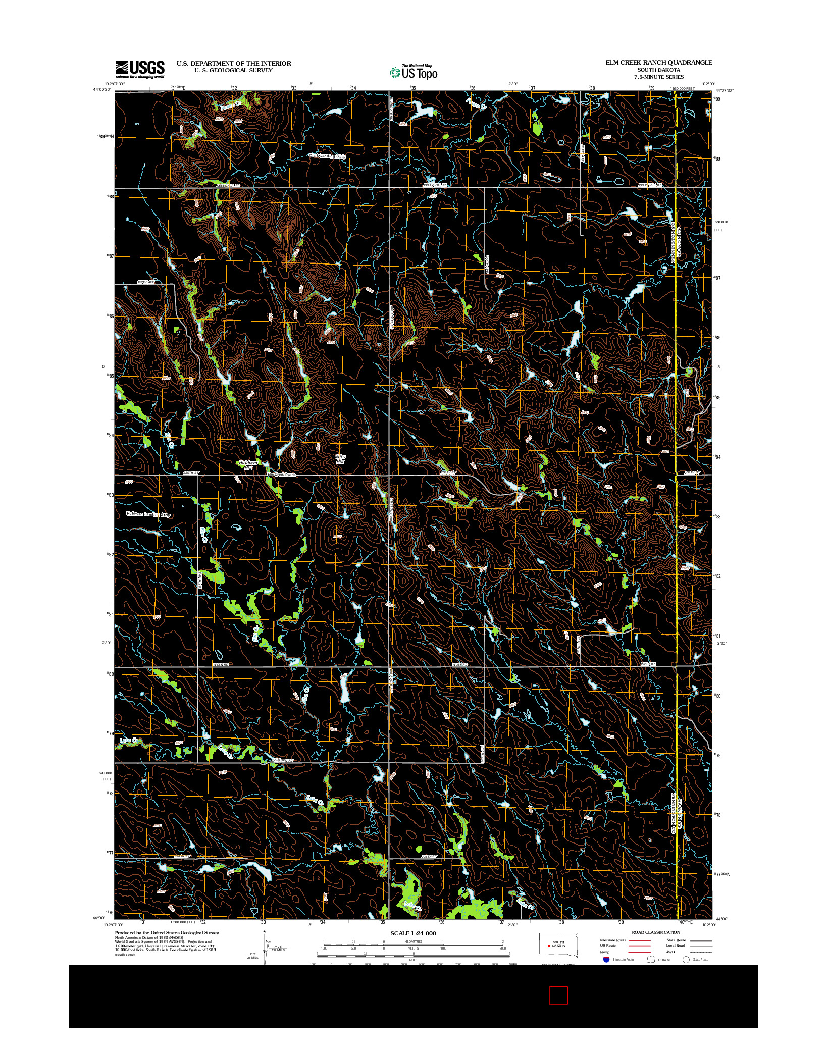 USGS US TOPO 7.5-MINUTE MAP FOR ELM CREEK RANCH, SD 2012