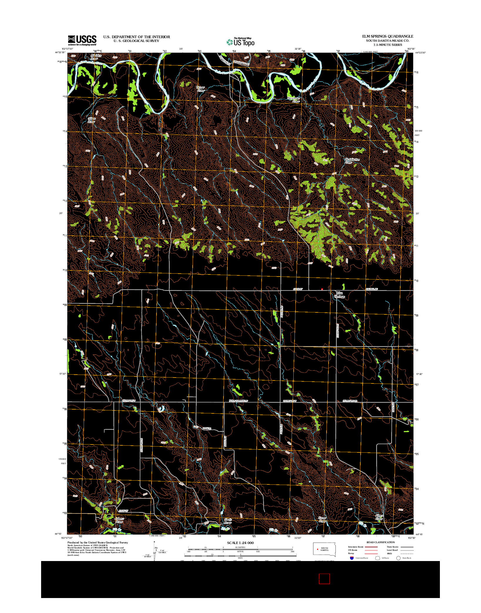 USGS US TOPO 7.5-MINUTE MAP FOR ELM SPRINGS, SD 2012