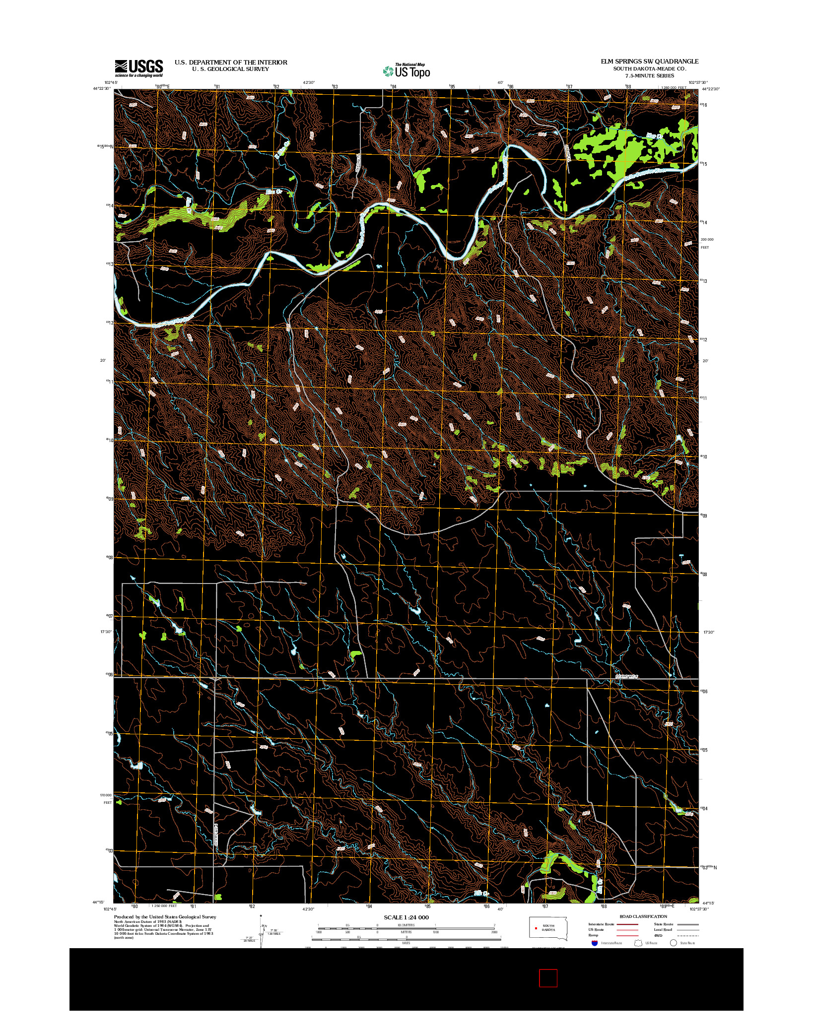 USGS US TOPO 7.5-MINUTE MAP FOR ELM SPRINGS SW, SD 2012