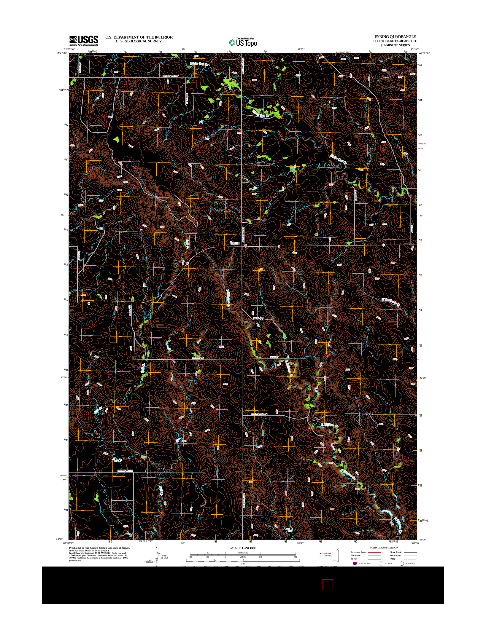 USGS US TOPO 7.5-MINUTE MAP FOR ENNING, SD 2012