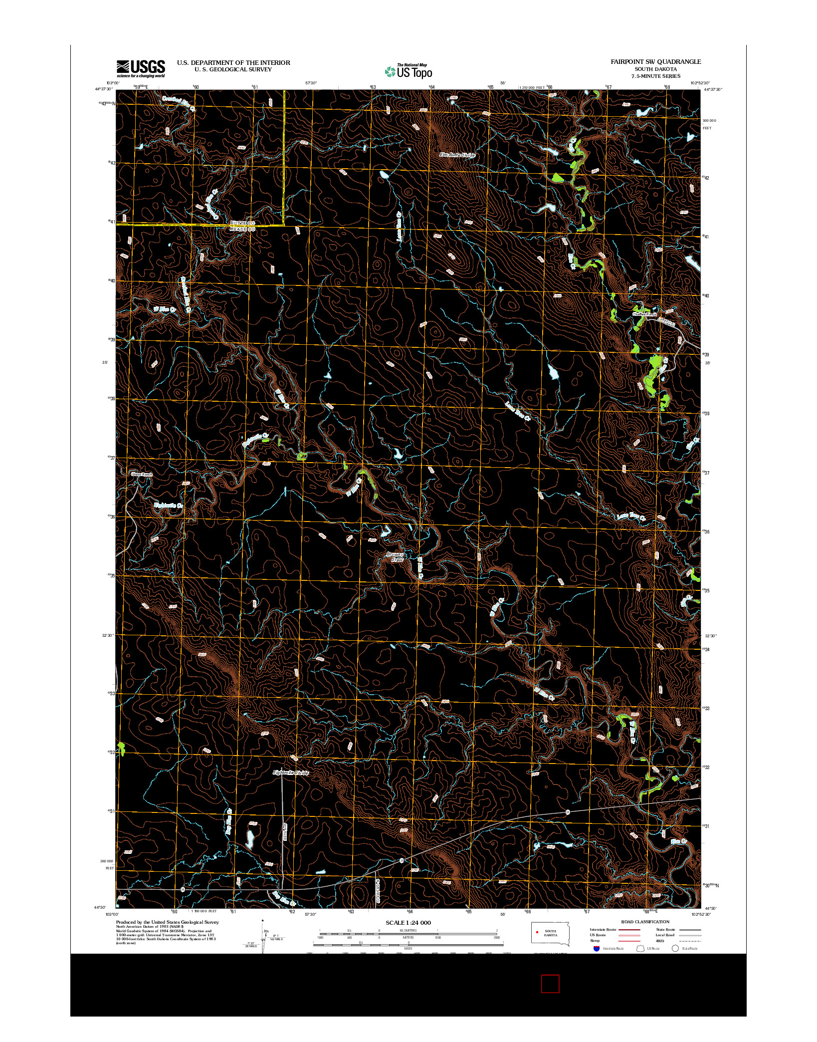 USGS US TOPO 7.5-MINUTE MAP FOR FAIRPOINT SW, SD 2012