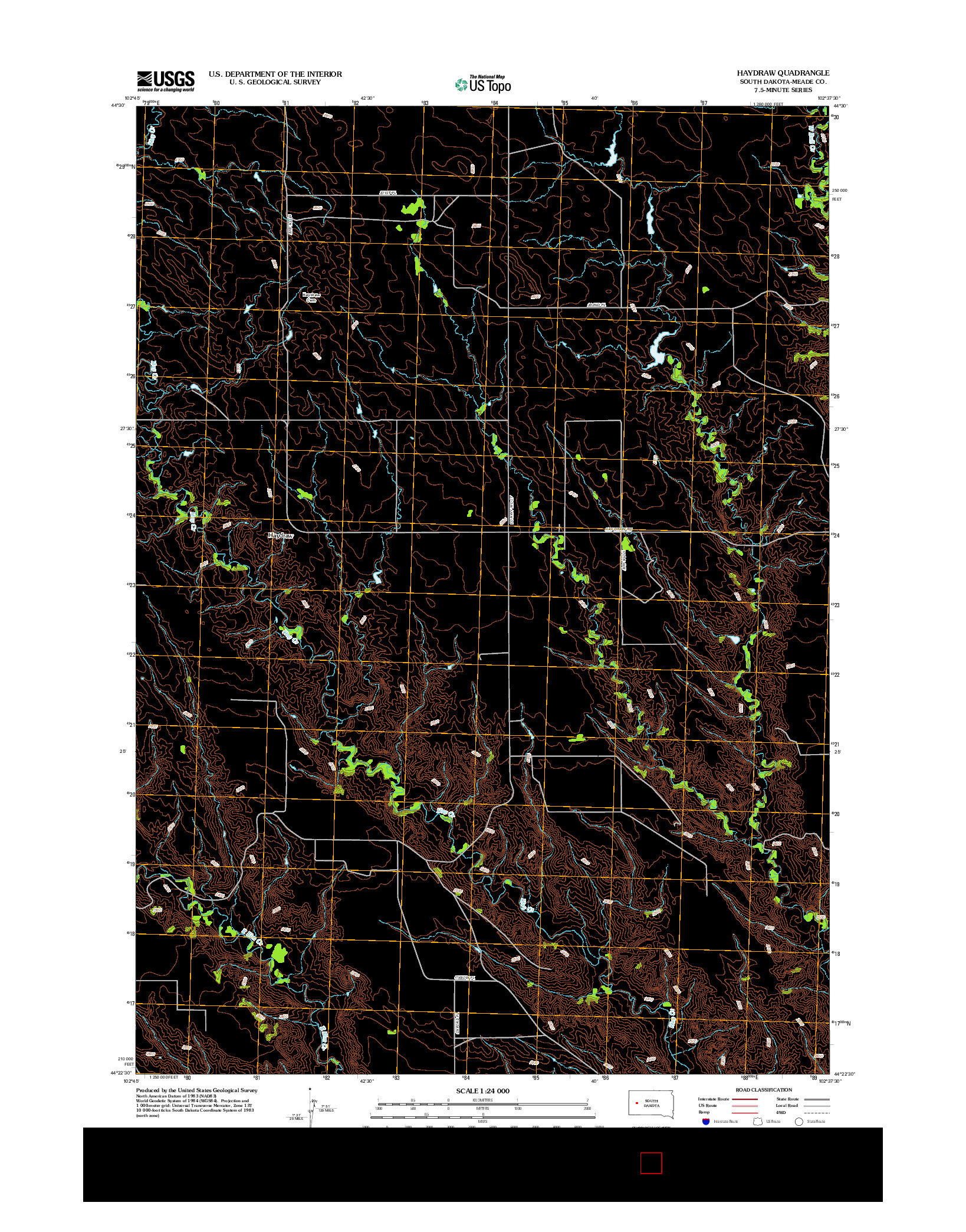 USGS US TOPO 7.5-MINUTE MAP FOR HAYDRAW, SD 2012