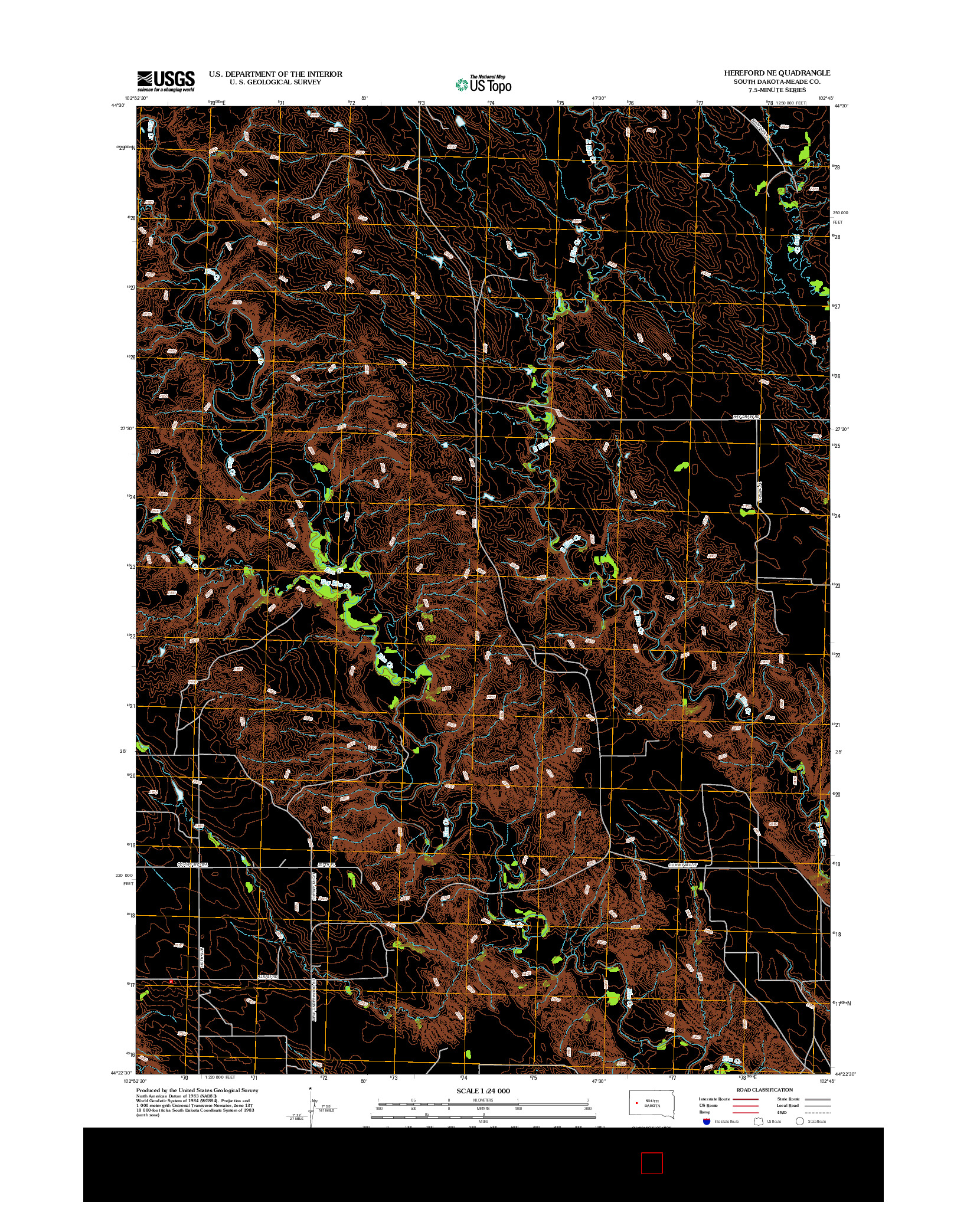 USGS US TOPO 7.5-MINUTE MAP FOR HEREFORD NE, SD 2012