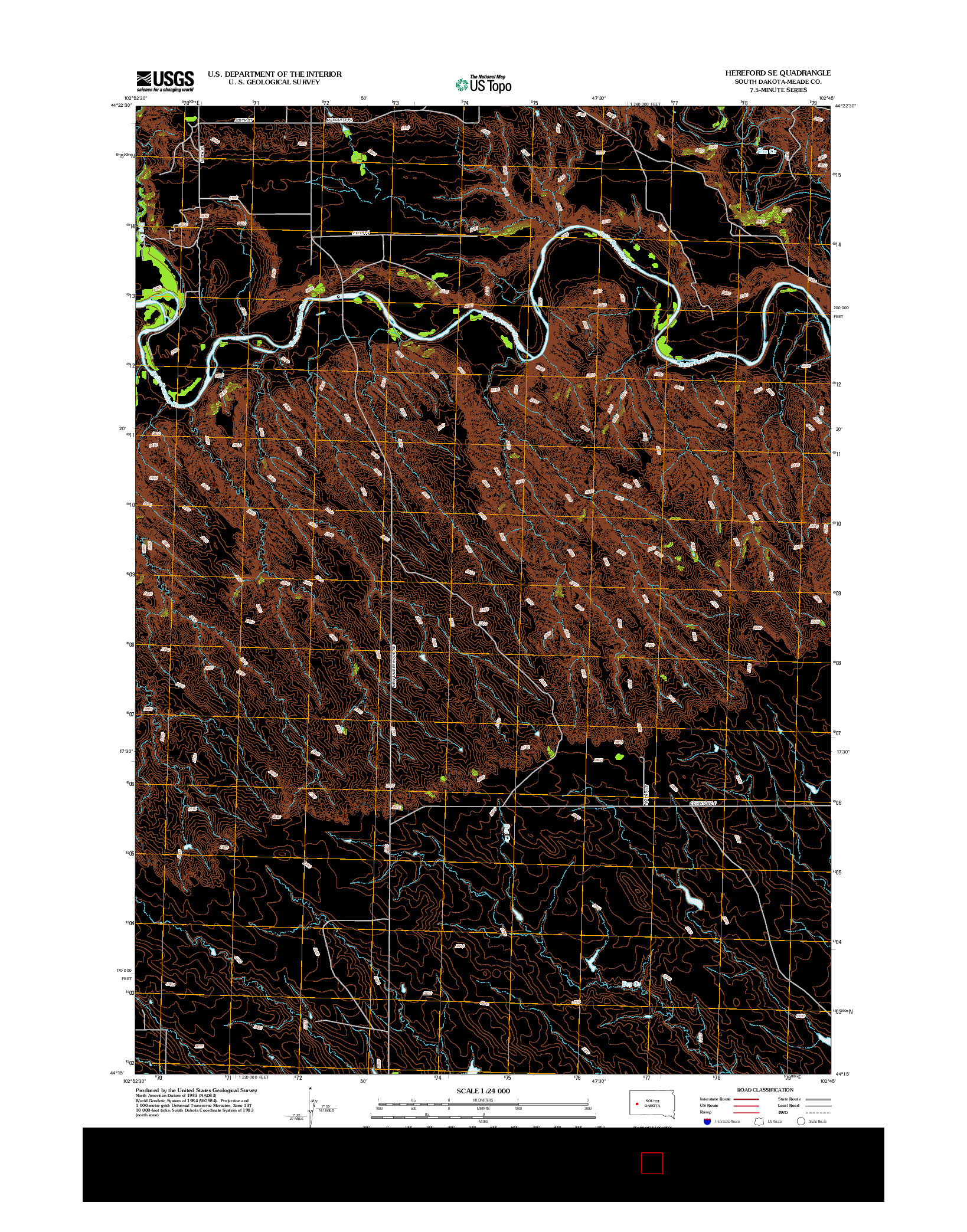 USGS US TOPO 7.5-MINUTE MAP FOR HEREFORD SE, SD 2012