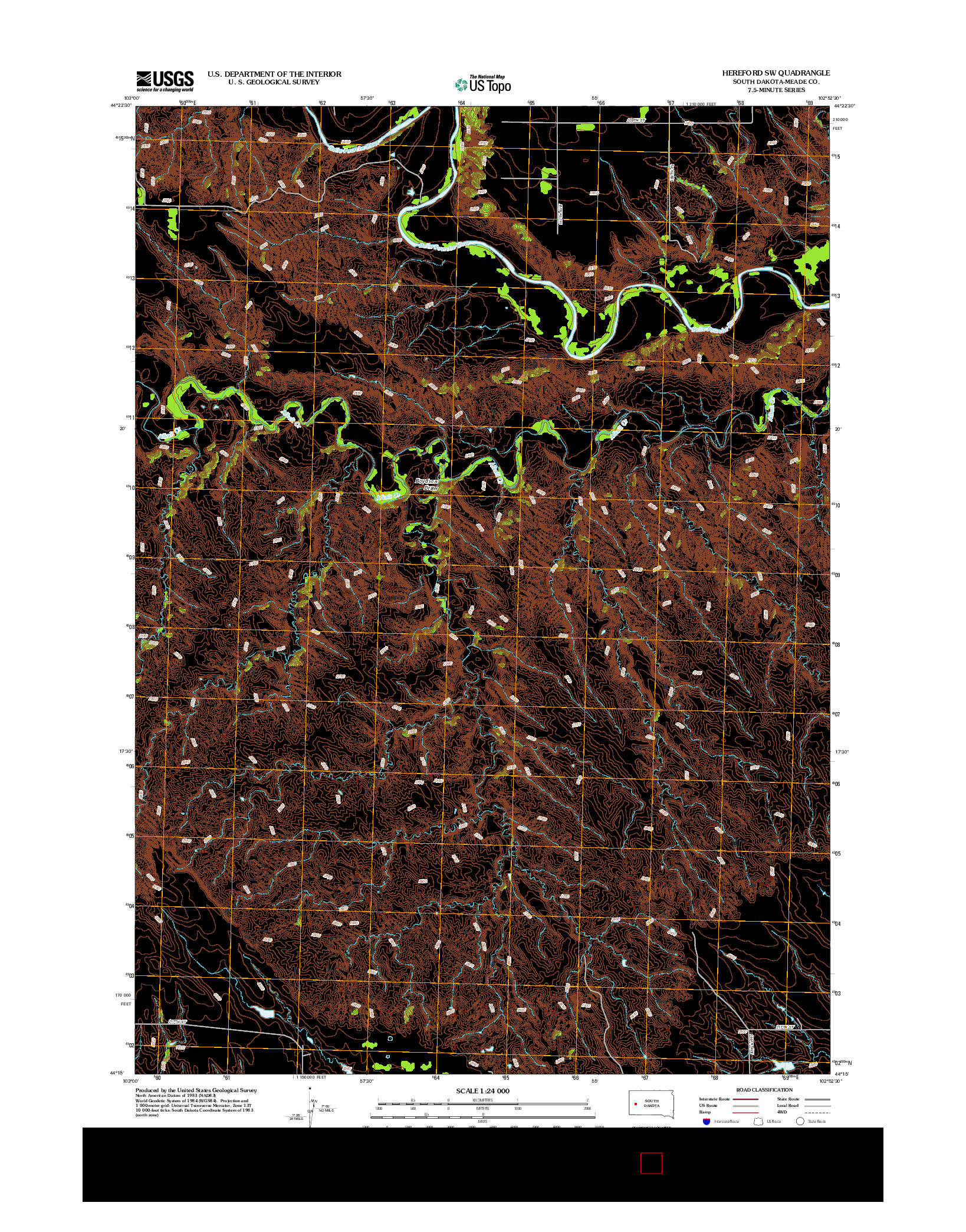 USGS US TOPO 7.5-MINUTE MAP FOR HEREFORD SW, SD 2012