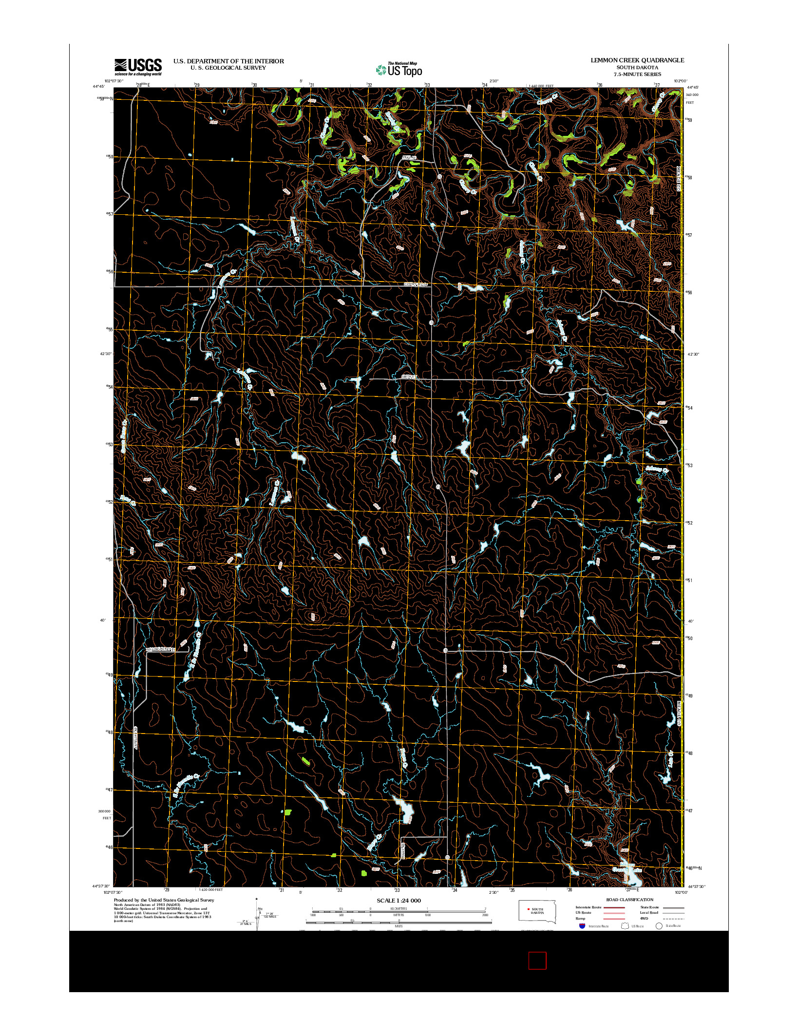 USGS US TOPO 7.5-MINUTE MAP FOR LEMMON CREEK, SD 2012