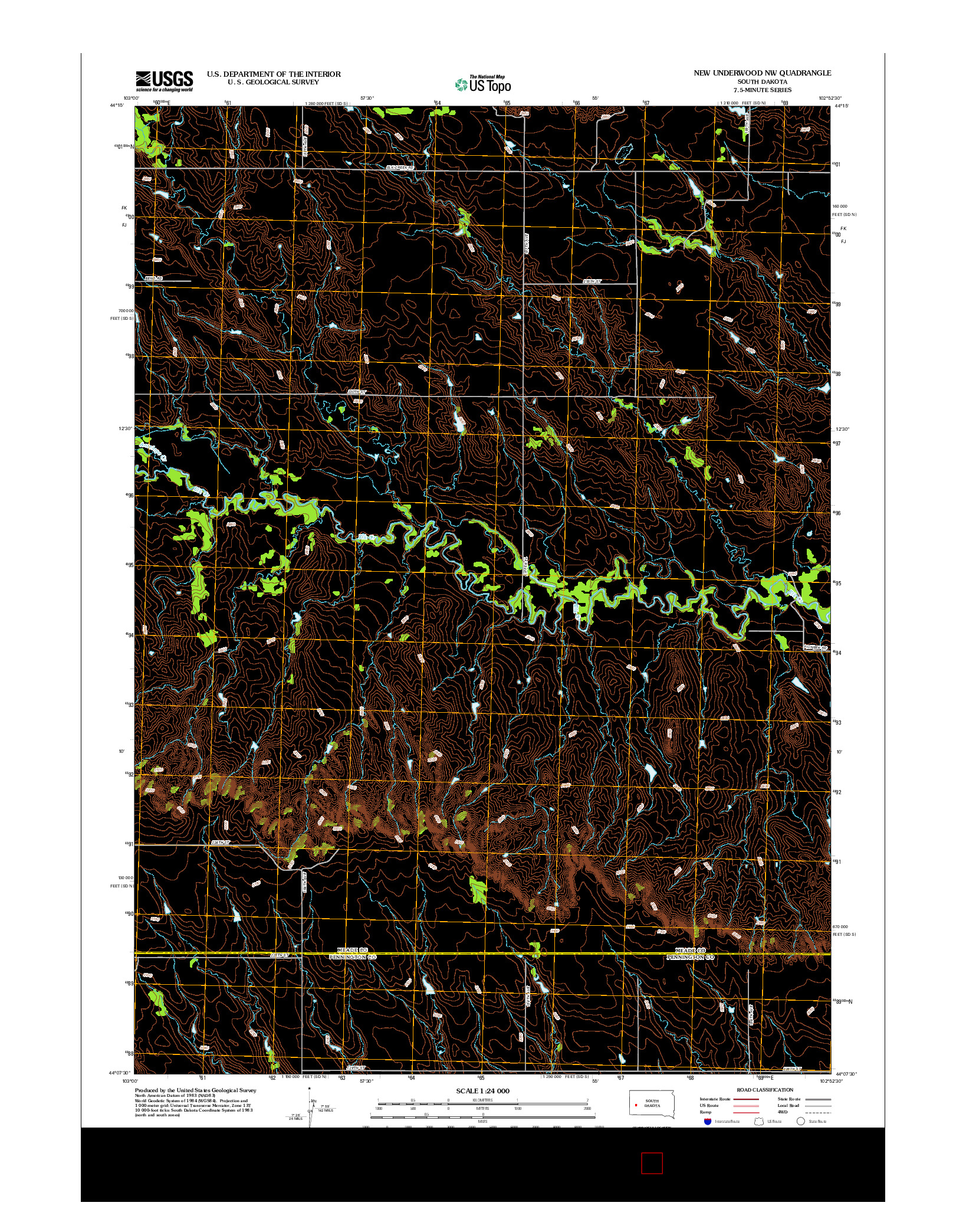 USGS US TOPO 7.5-MINUTE MAP FOR NEW UNDERWOOD NW, SD 2012