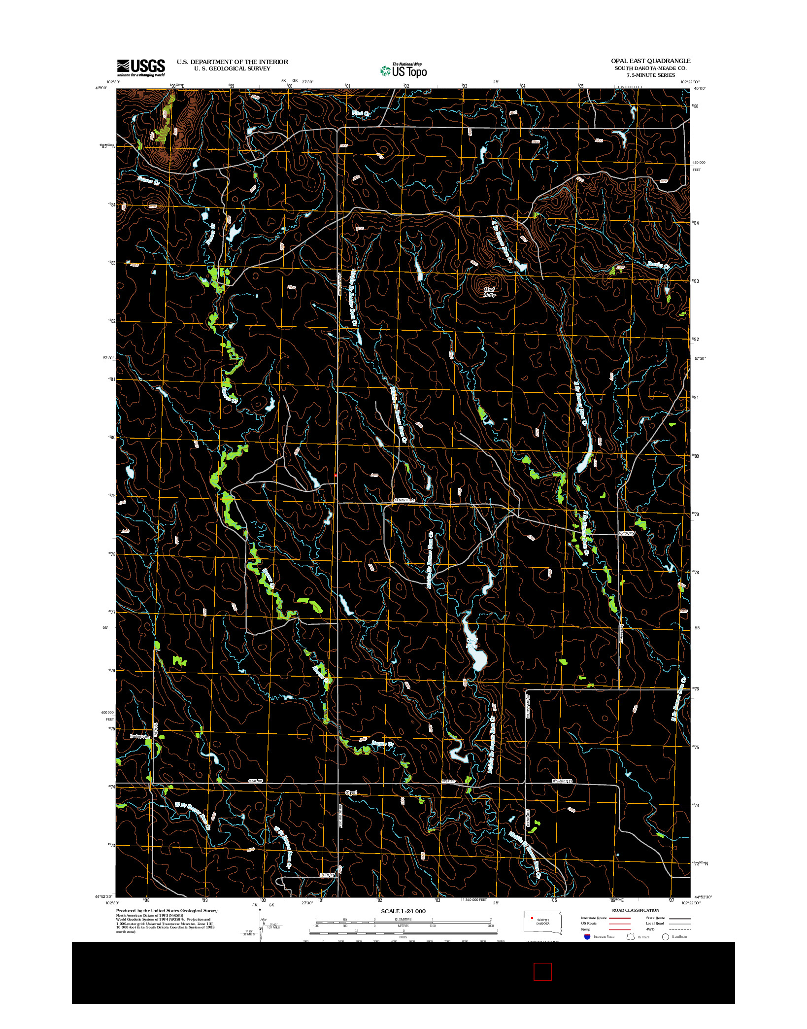 USGS US TOPO 7.5-MINUTE MAP FOR OPAL EAST, SD 2012