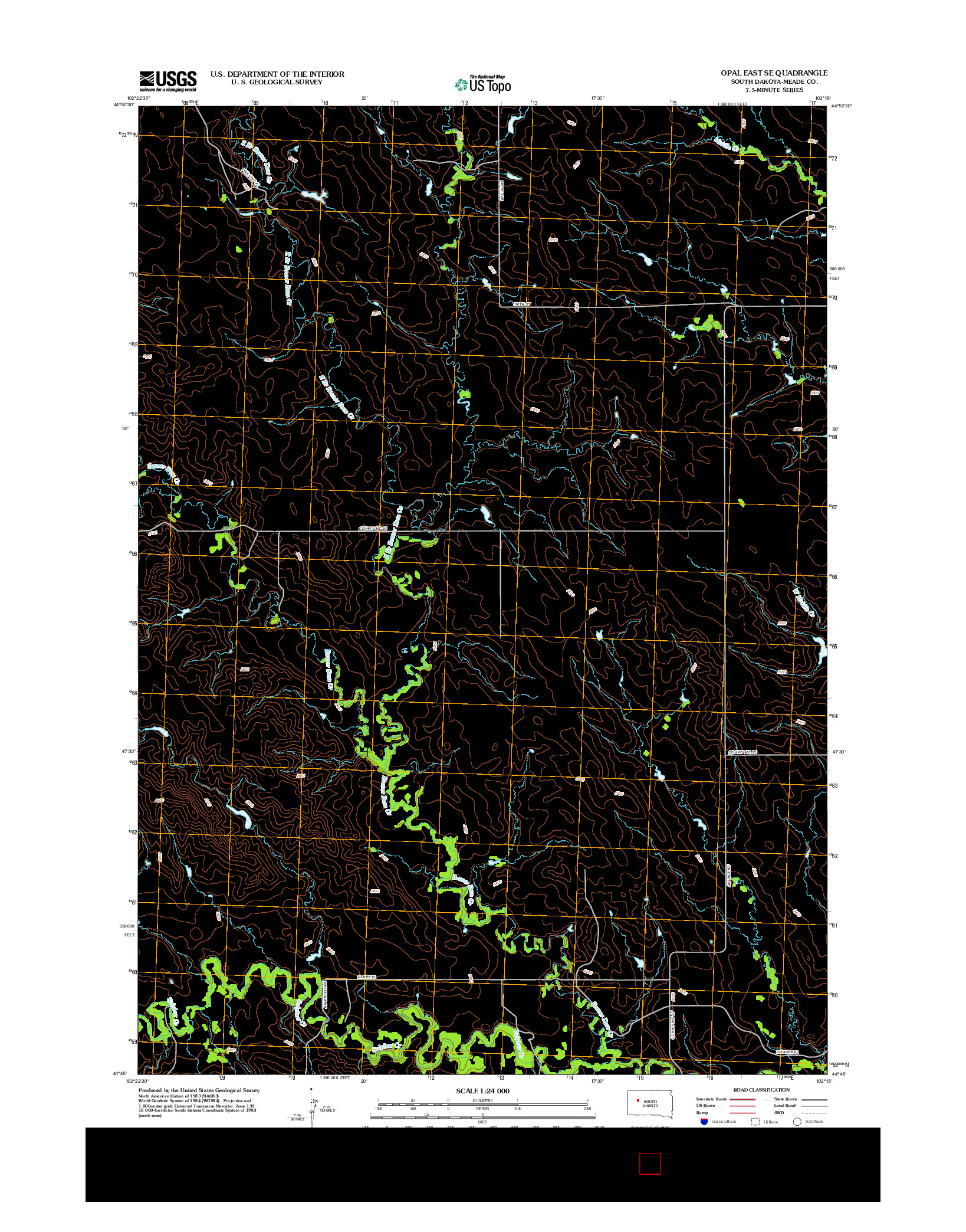 USGS US TOPO 7.5-MINUTE MAP FOR OPAL EAST SE, SD 2012