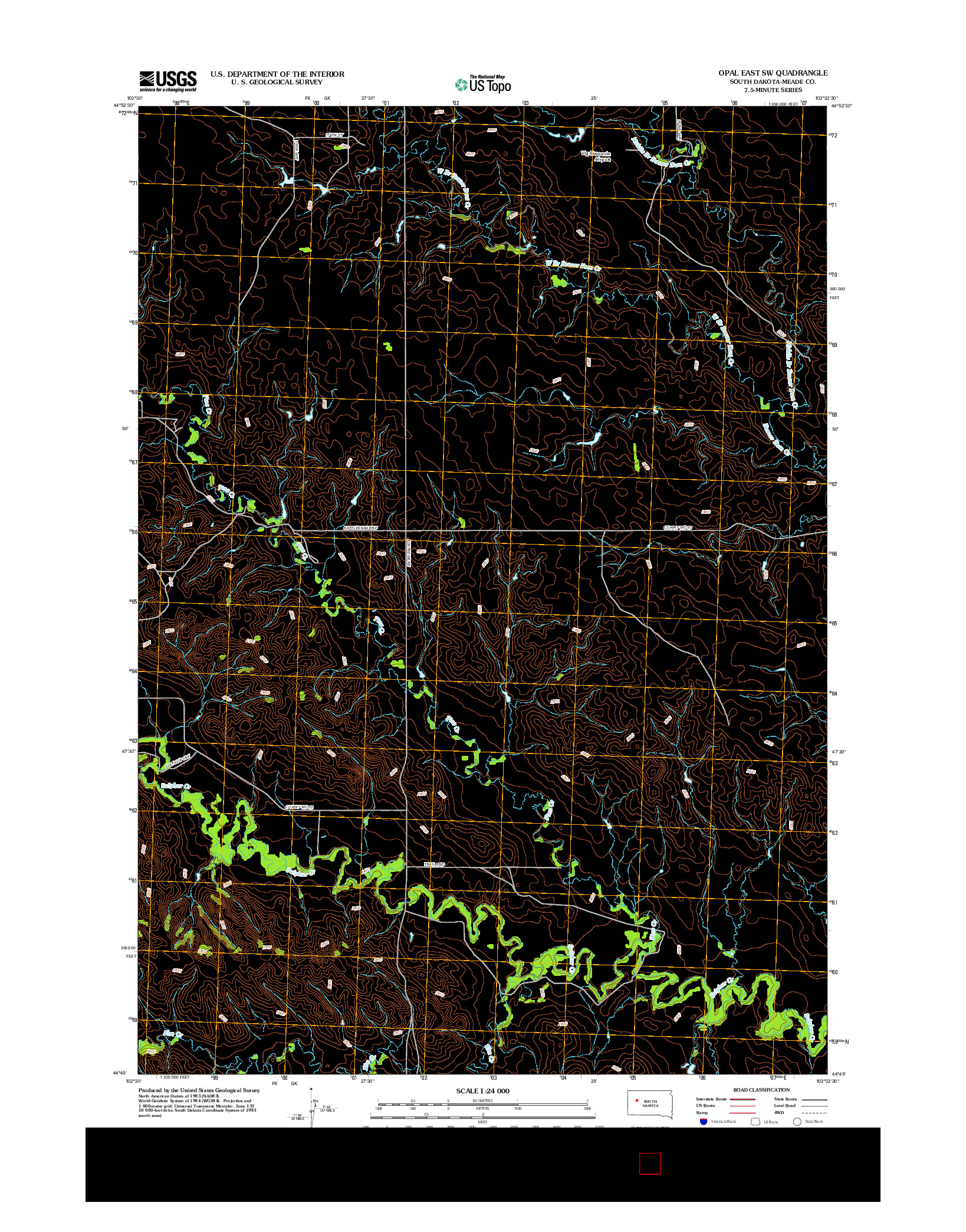 USGS US TOPO 7.5-MINUTE MAP FOR OPAL EAST SW, SD 2012