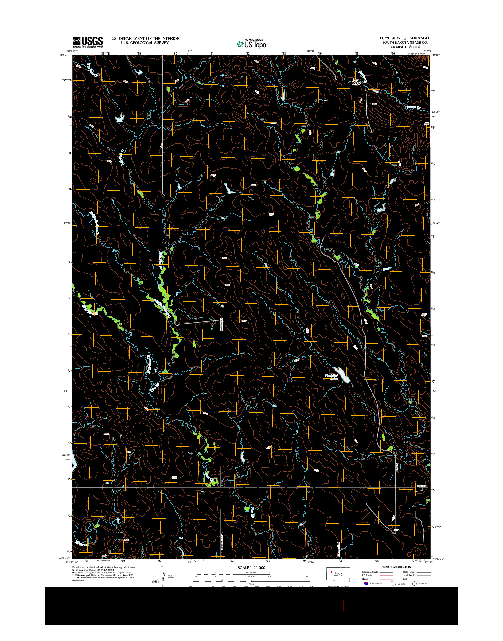 USGS US TOPO 7.5-MINUTE MAP FOR OPAL WEST, SD 2012