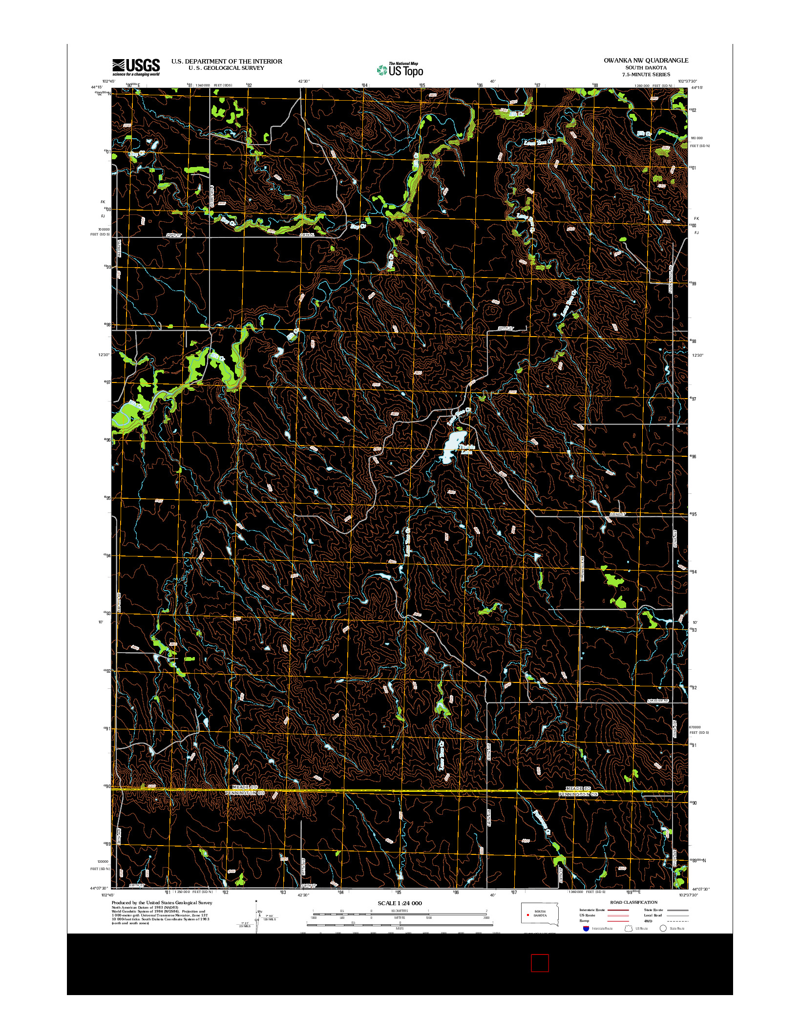 USGS US TOPO 7.5-MINUTE MAP FOR OWANKA NW, SD 2012