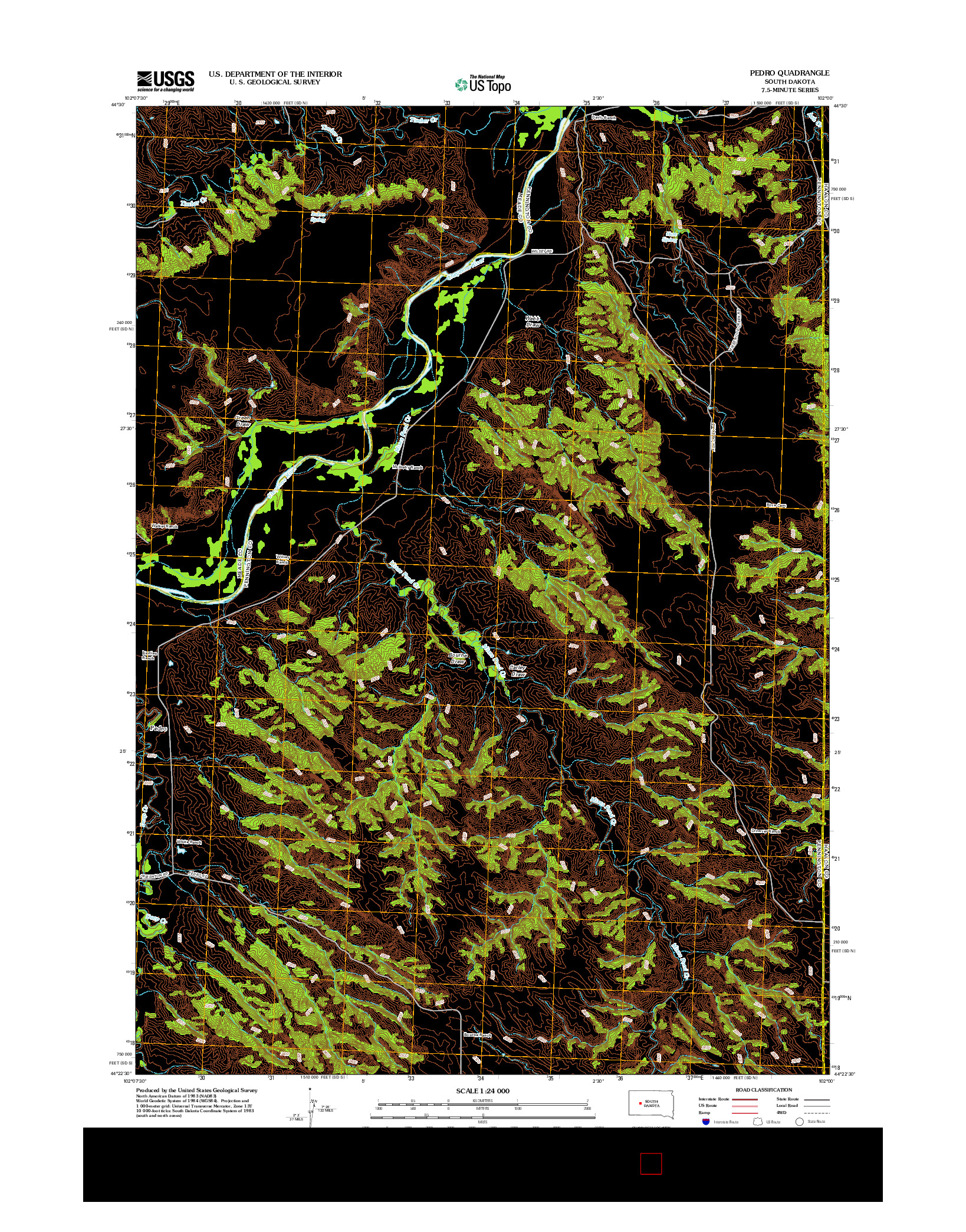 USGS US TOPO 7.5-MINUTE MAP FOR PEDRO, SD 2012