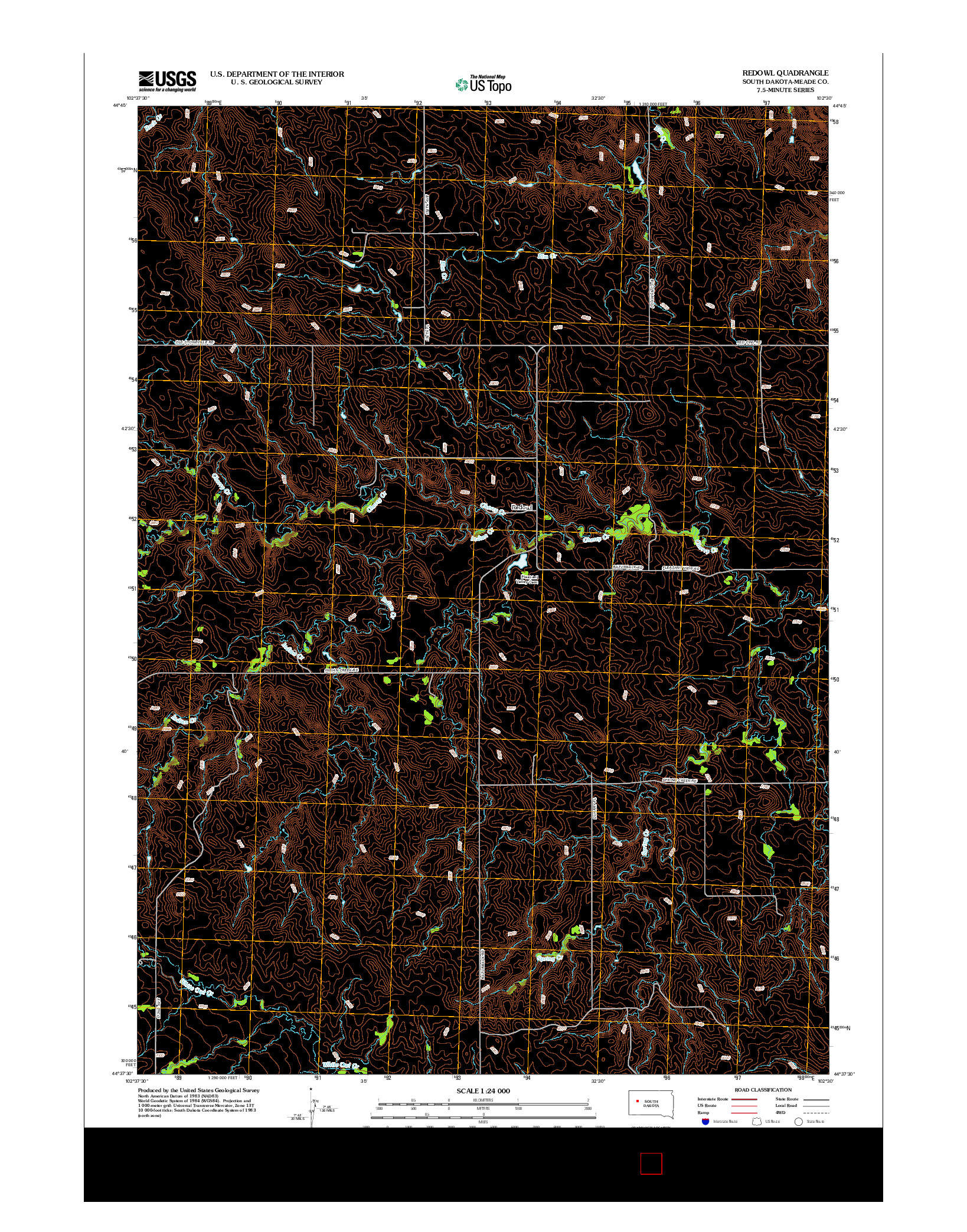 USGS US TOPO 7.5-MINUTE MAP FOR REDOWL, SD 2012