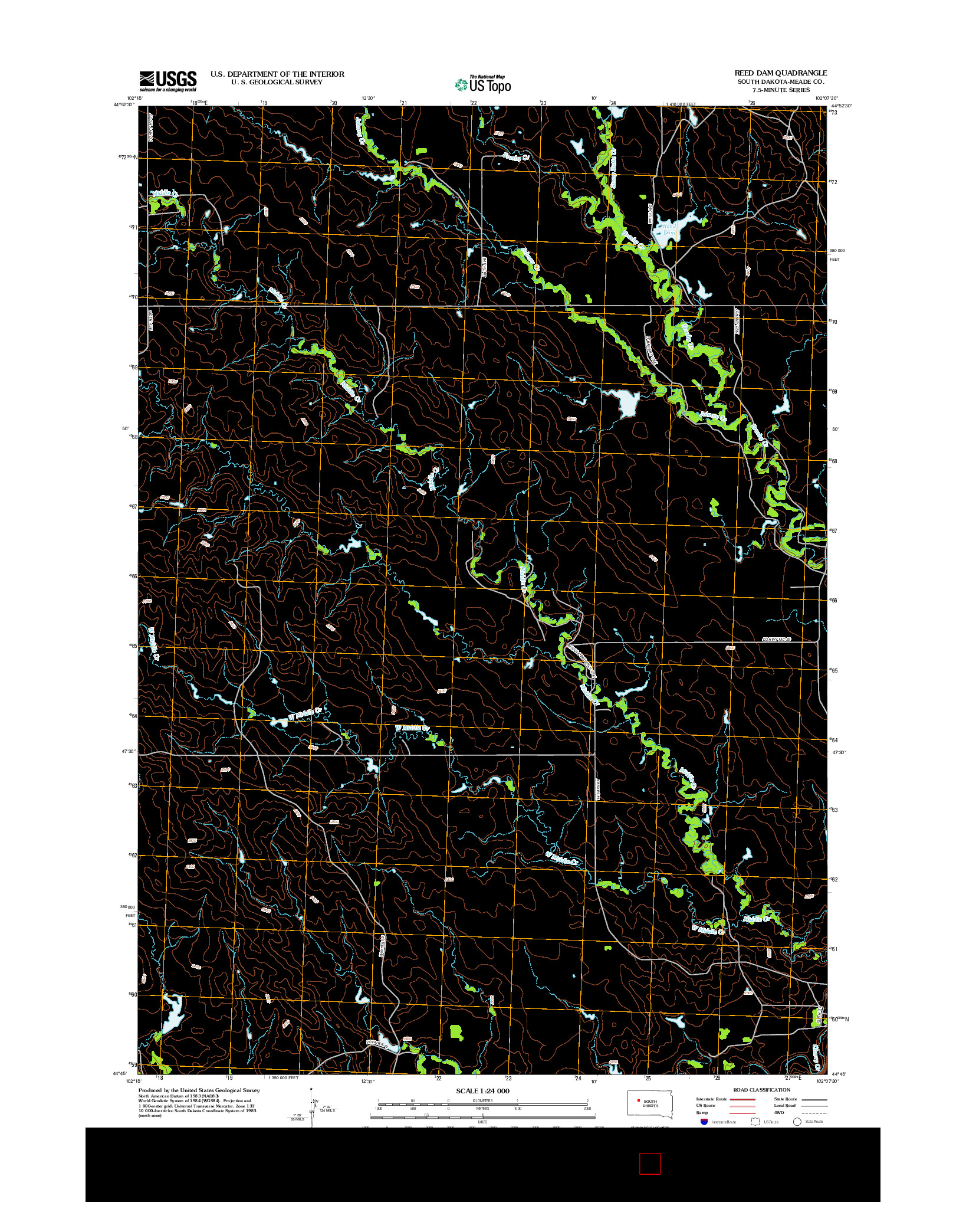 USGS US TOPO 7.5-MINUTE MAP FOR REED DAM, SD 2012