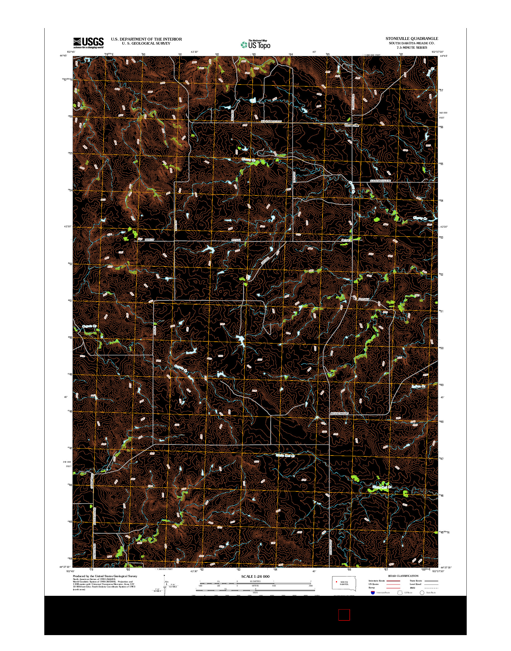 USGS US TOPO 7.5-MINUTE MAP FOR STONEVILLE, SD 2012