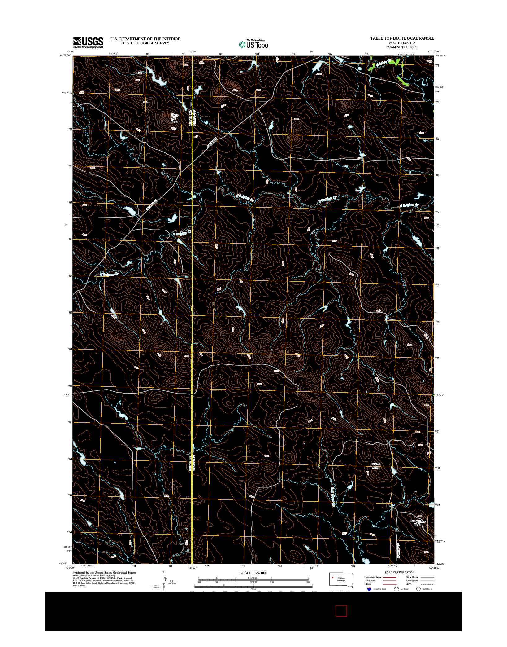 USGS US TOPO 7.5-MINUTE MAP FOR TABLE TOP BUTTE, SD 2012