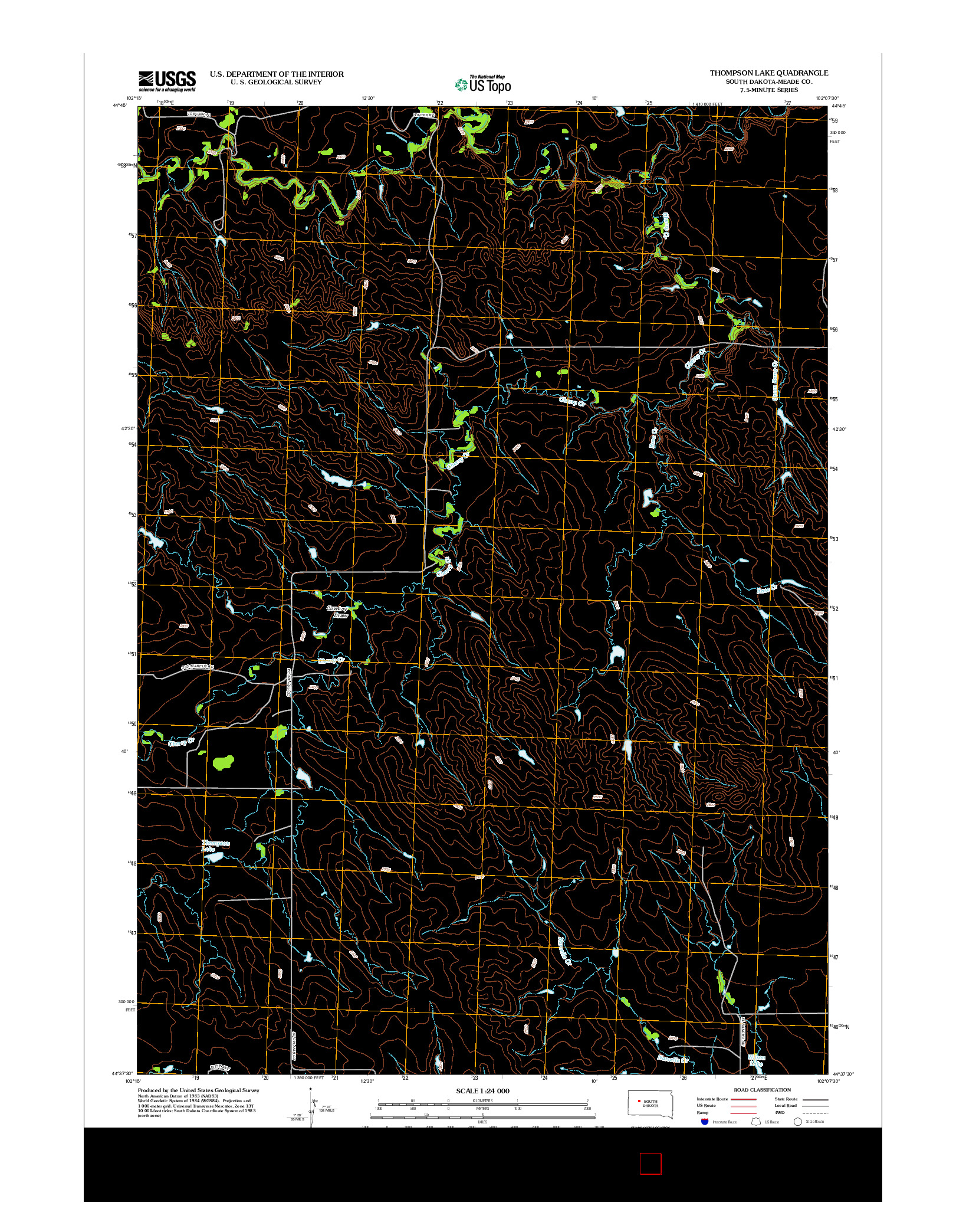 USGS US TOPO 7.5-MINUTE MAP FOR THOMPSON LAKE, SD 2012