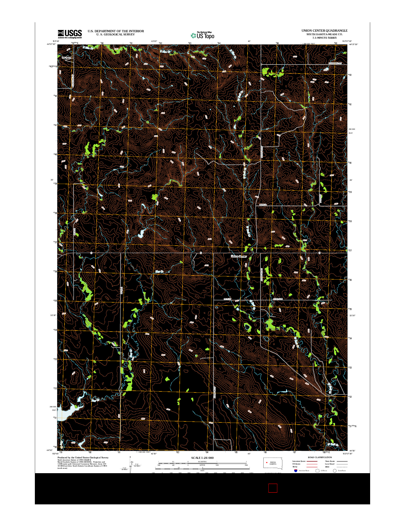 USGS US TOPO 7.5-MINUTE MAP FOR UNION CENTER, SD 2012