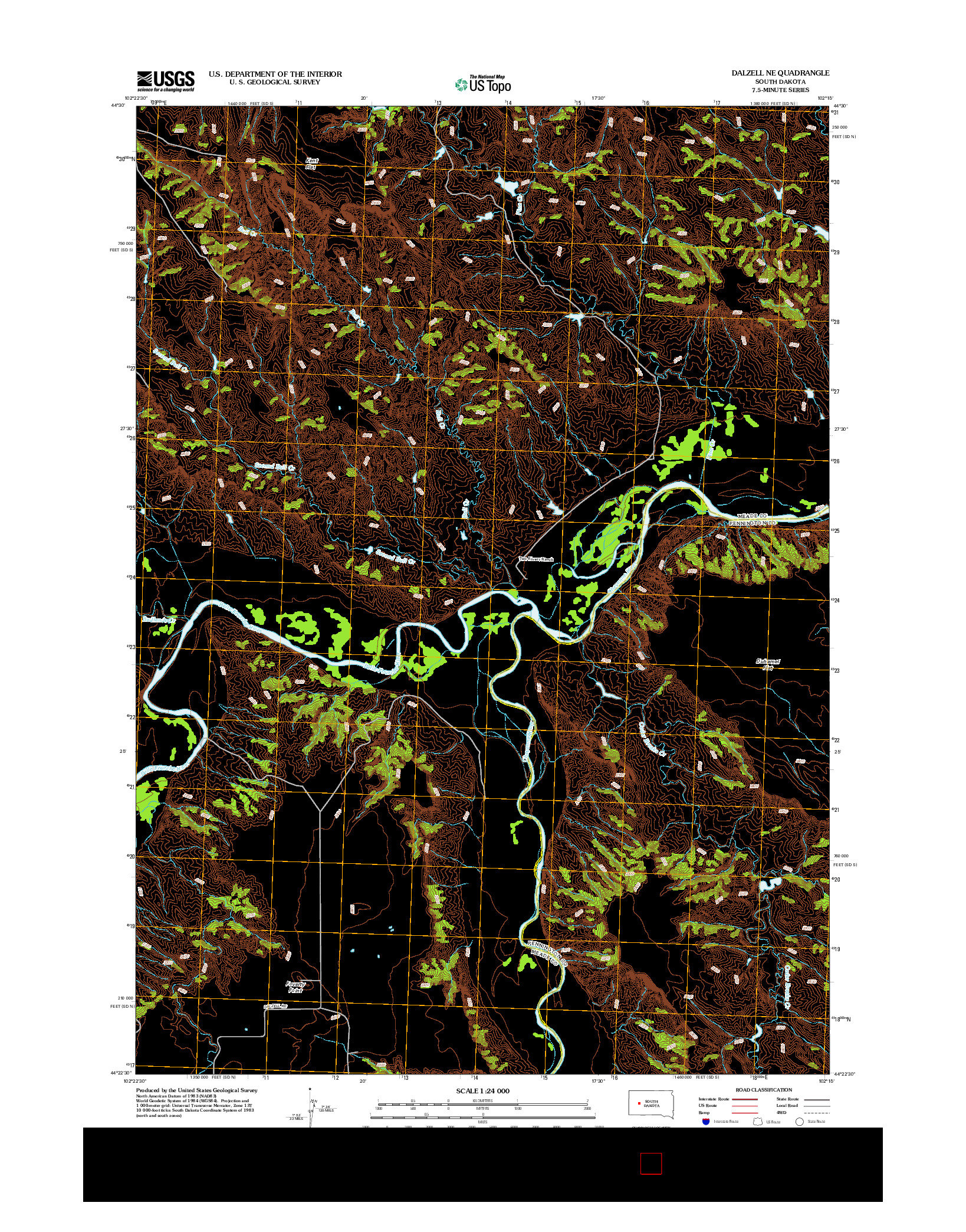 USGS US TOPO 7.5-MINUTE MAP FOR DALZELL NE, SD 2012