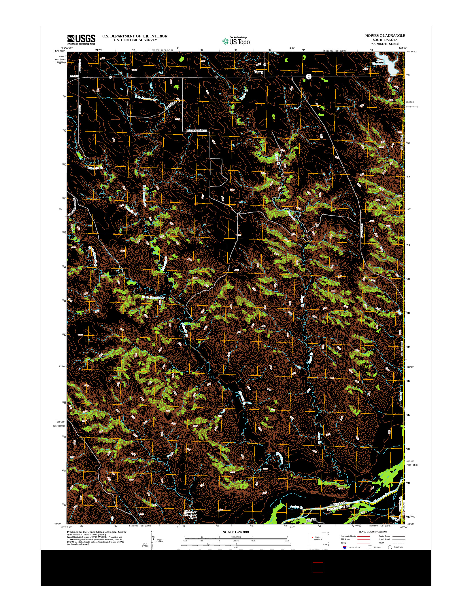 USGS US TOPO 7.5-MINUTE MAP FOR HOWES, SD 2012