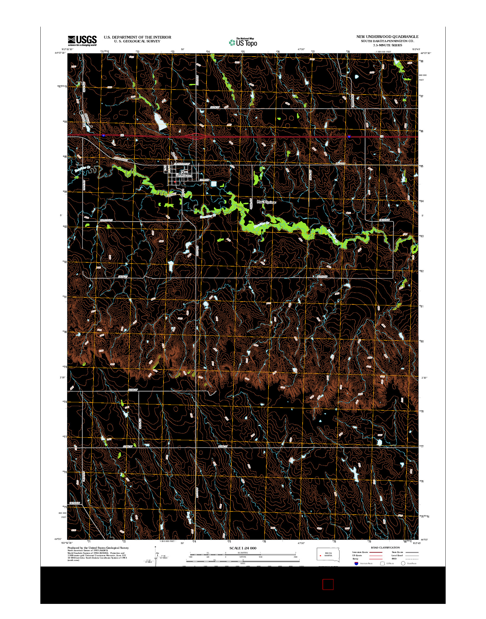 USGS US TOPO 7.5-MINUTE MAP FOR NEW UNDERWOOD, SD 2012