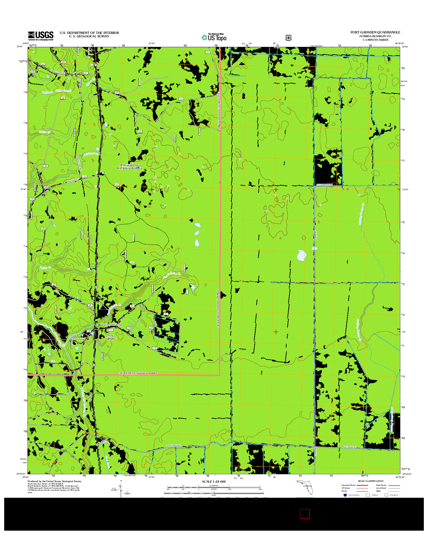 USGS US TOPO 7.5-MINUTE MAP FOR FORT GADSDEN, FL 2012