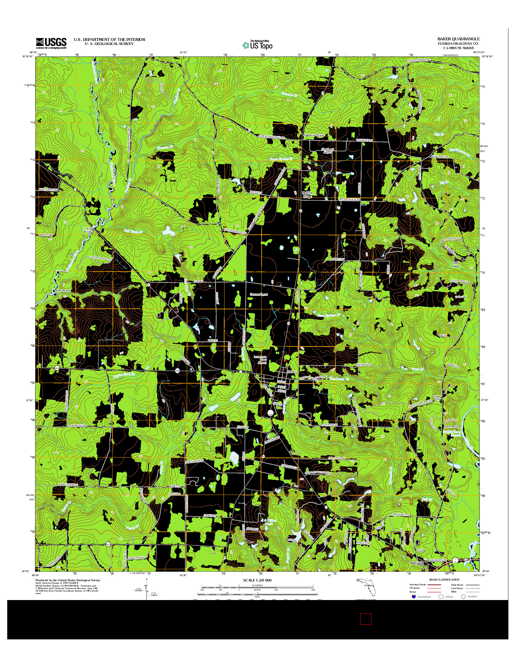 USGS US TOPO 7.5-MINUTE MAP FOR BAKER, FL 2012