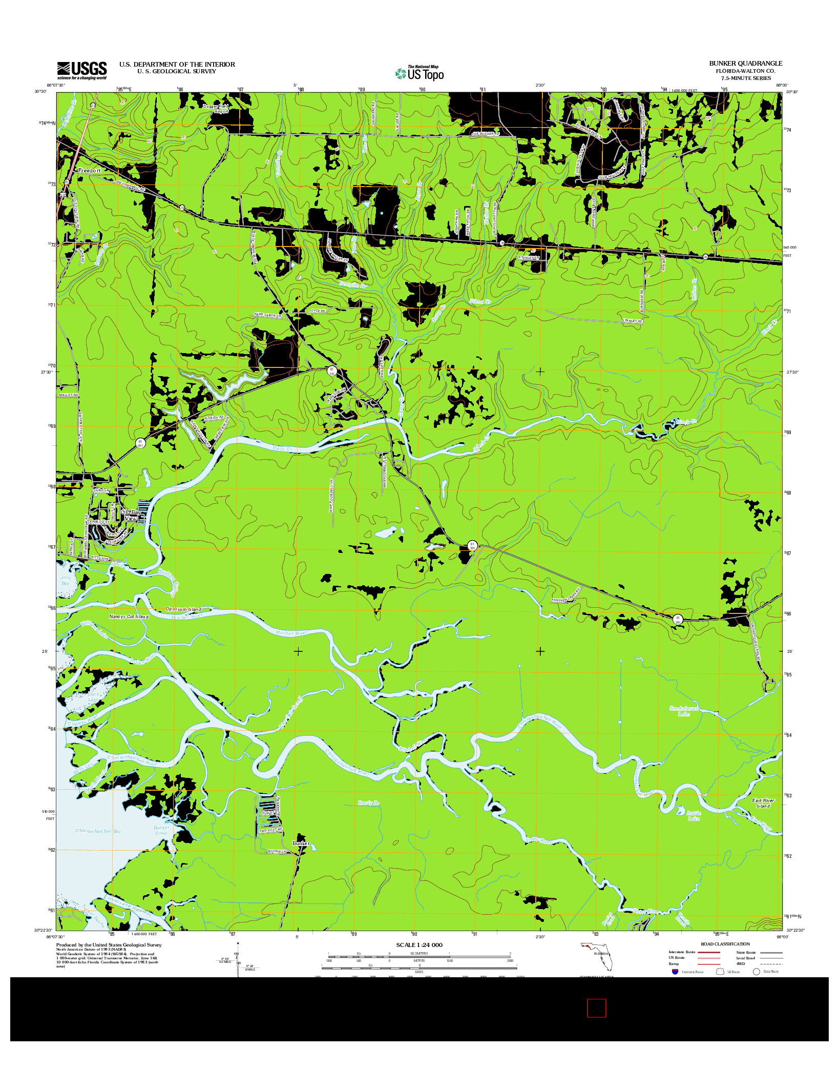 USGS US TOPO 7.5-MINUTE MAP FOR BUNKER, FL 2012