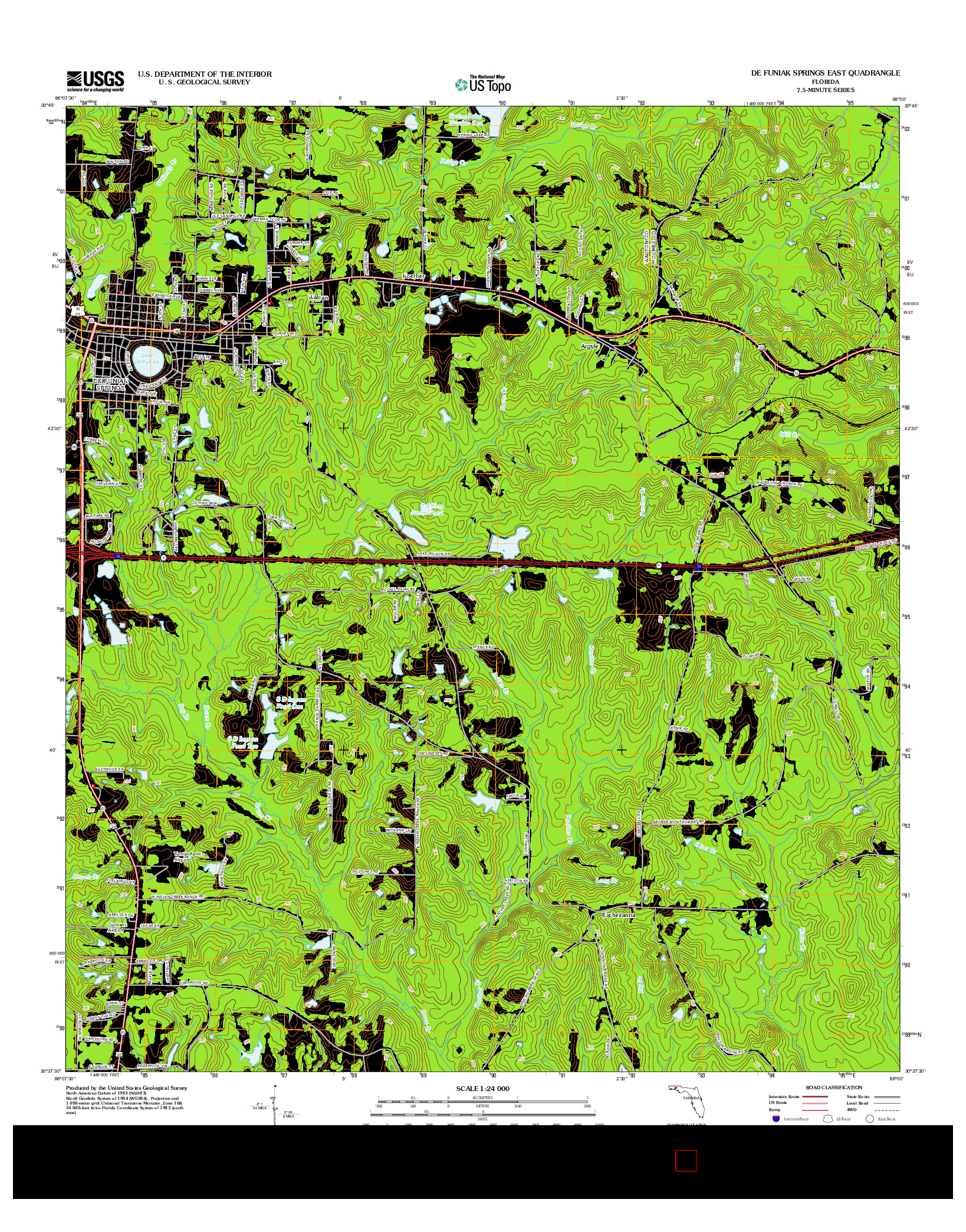 USGS US TOPO 7.5-MINUTE MAP FOR DE FUNIAK SPRINGS EAST, FL 2012