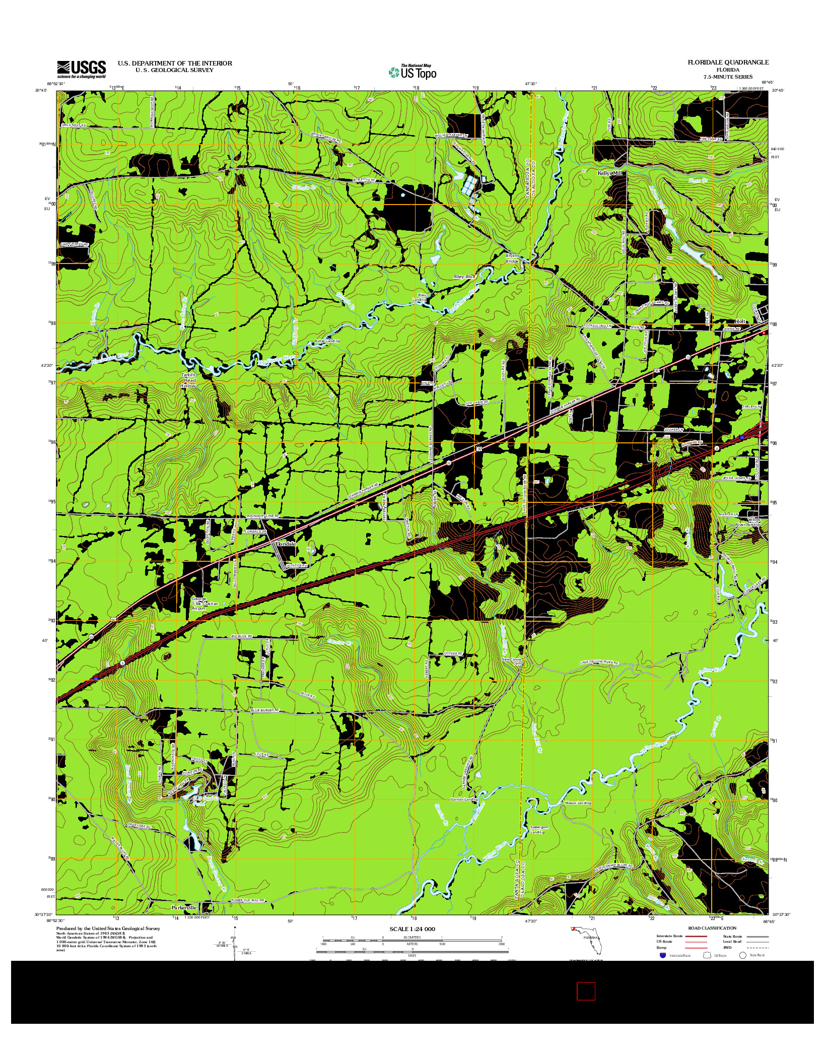 USGS US TOPO 7.5-MINUTE MAP FOR FLORIDALE, FL 2012
