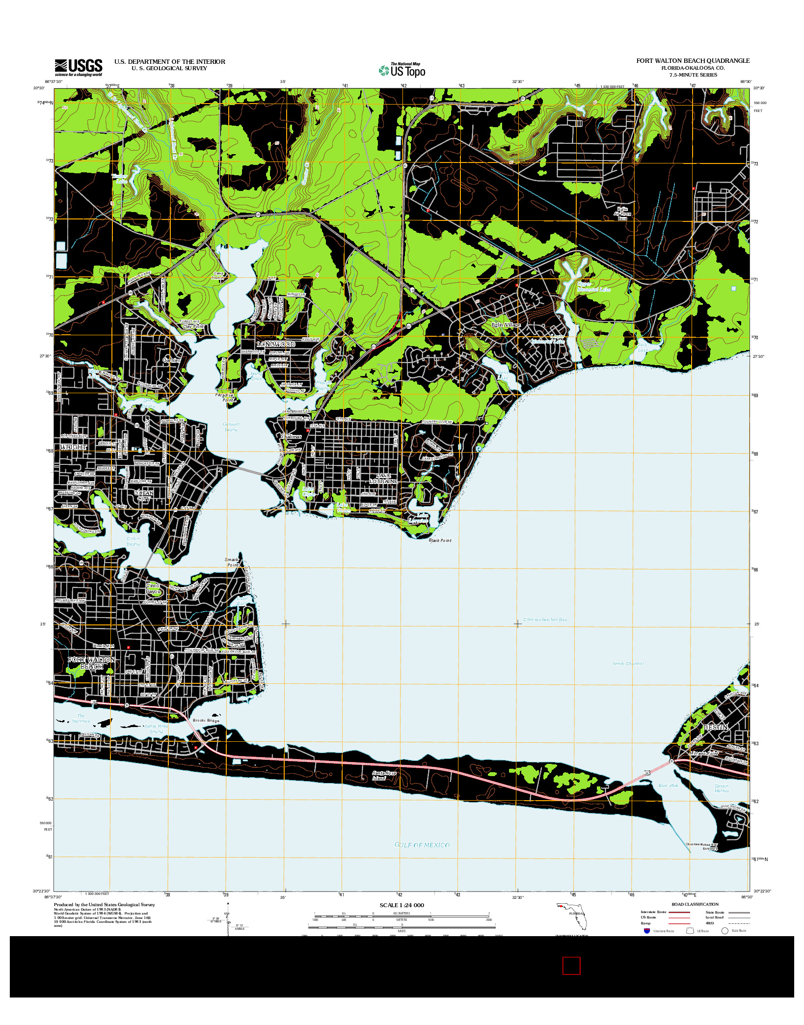 USGS US TOPO 7.5-MINUTE MAP FOR FORT WALTON BEACH, FL 2012