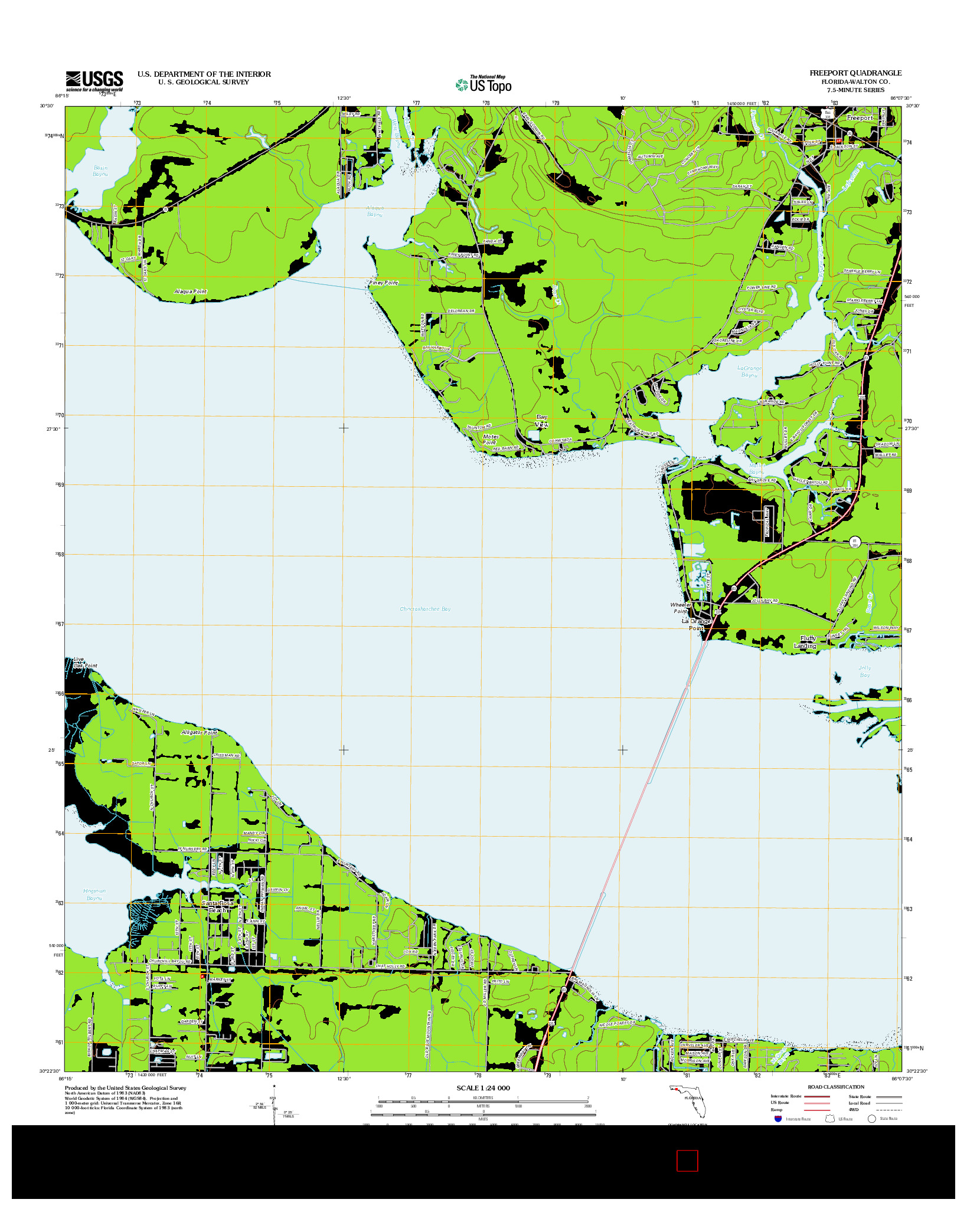 USGS US TOPO 7.5-MINUTE MAP FOR FREEPORT, FL 2012