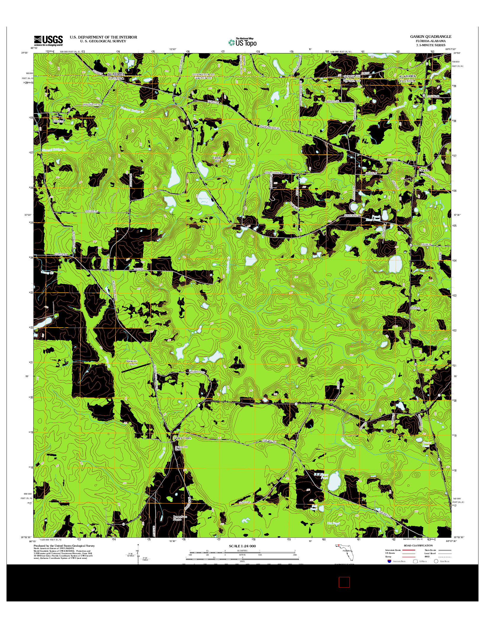 USGS US TOPO 7.5-MINUTE MAP FOR GASKIN, FL-AL 2012