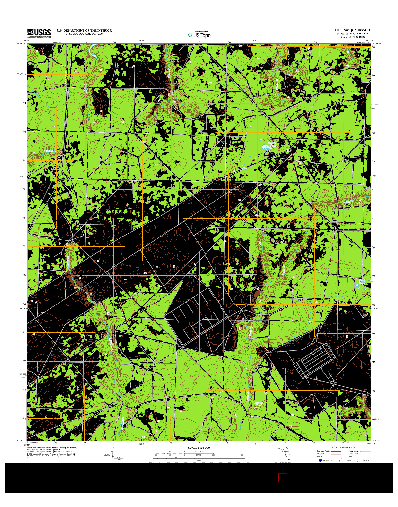 USGS US TOPO 7.5-MINUTE MAP FOR HOLT SW, FL 2012