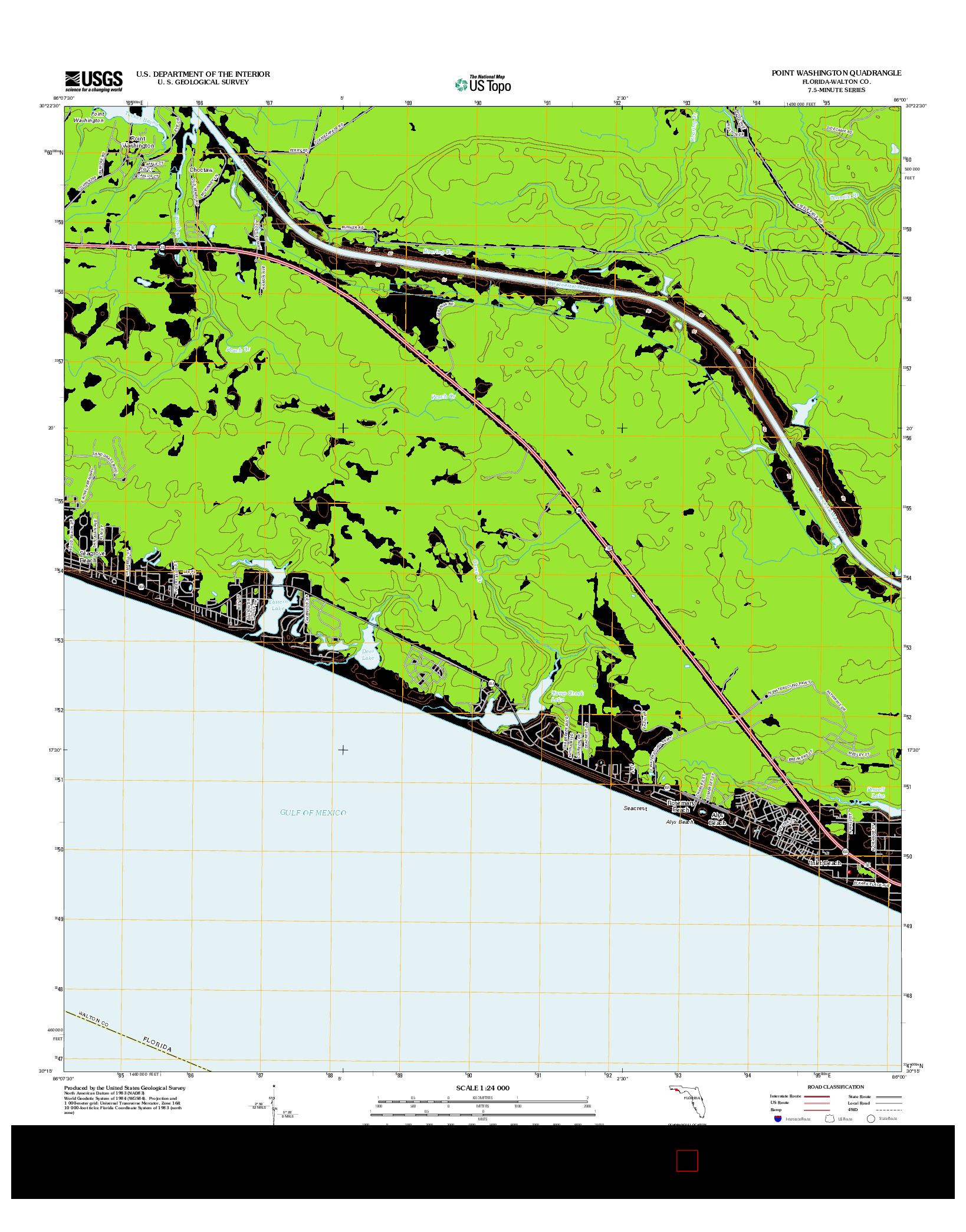 USGS US TOPO 7.5-MINUTE MAP FOR POINT WASHINGTON, FL 2012