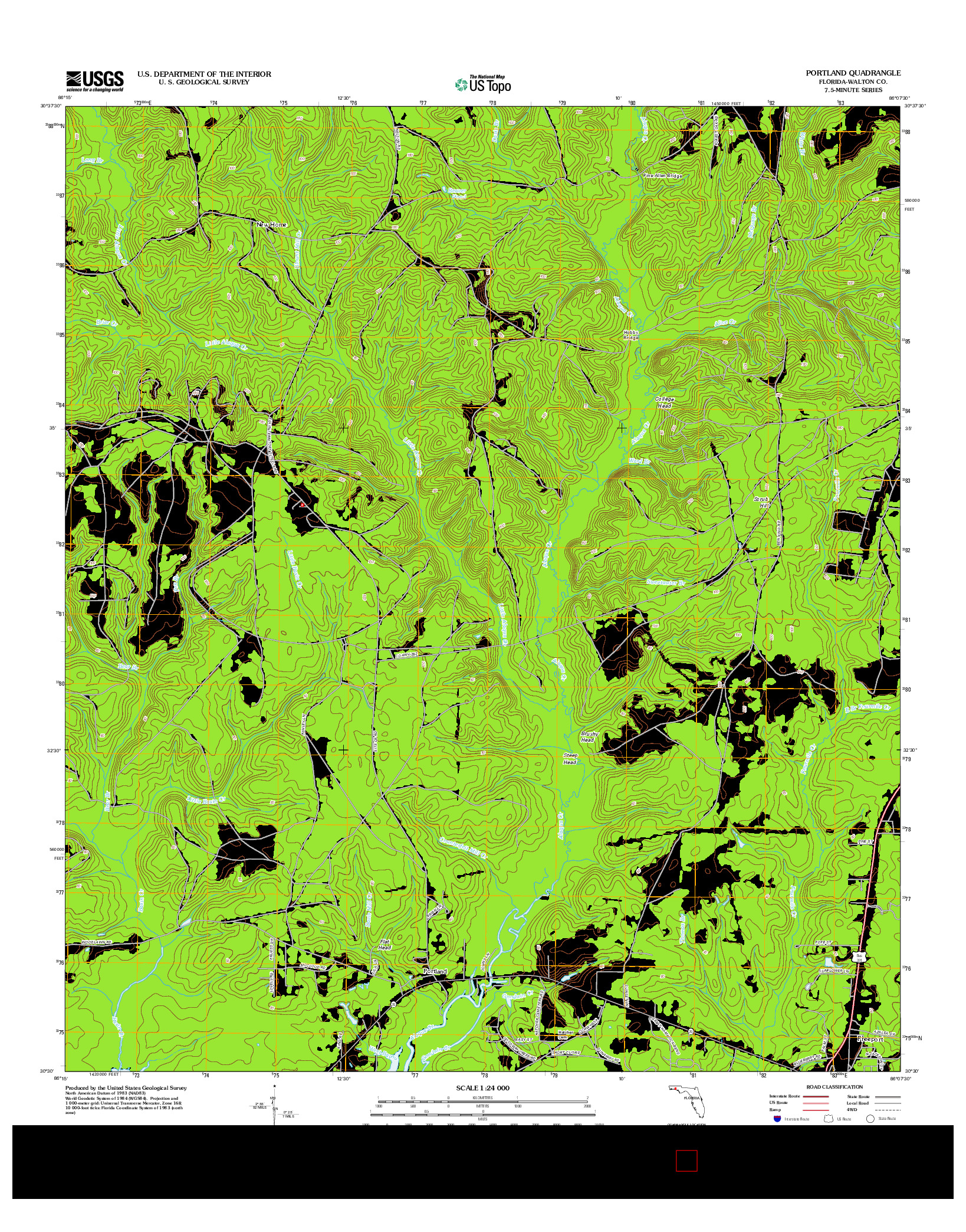 USGS US TOPO 7.5-MINUTE MAP FOR PORTLAND, FL 2012