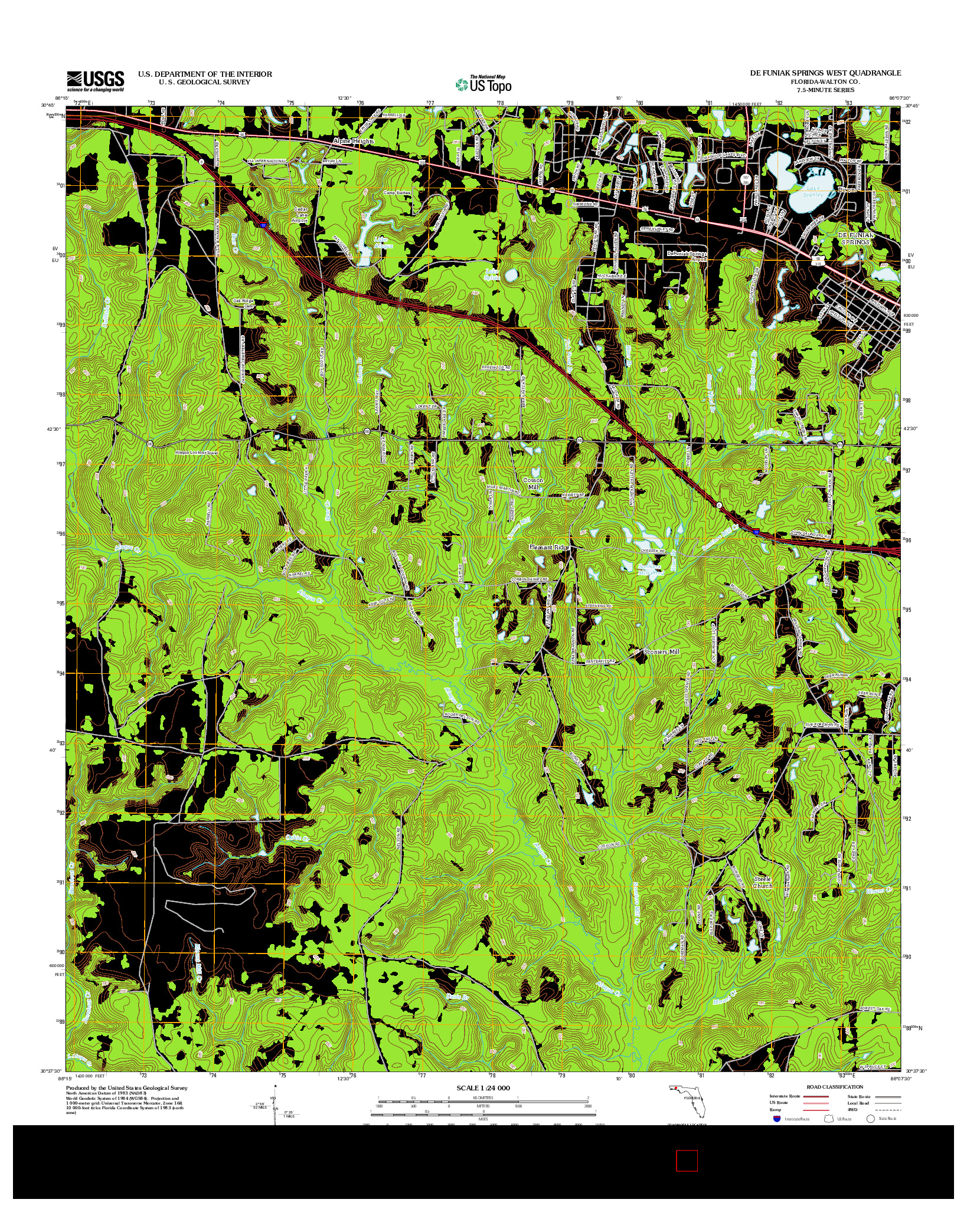 USGS US TOPO 7.5-MINUTE MAP FOR DE FUNIAK SPRINGS WEST, FL 2012