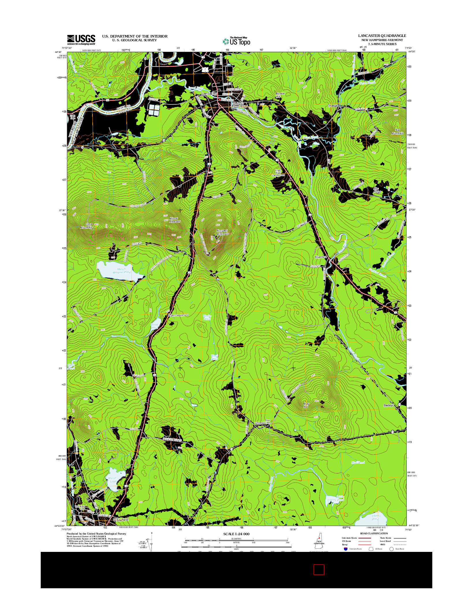 USGS US TOPO 7.5-MINUTE MAP FOR LANCASTER, NH-VT 2012